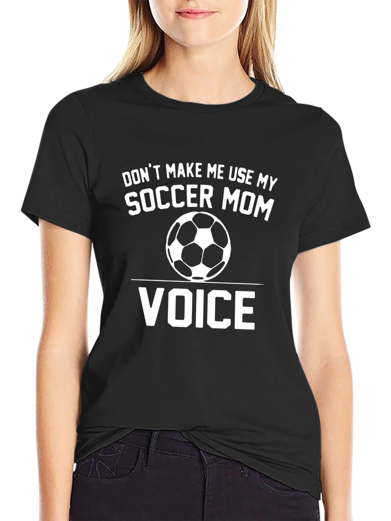 Black Soccer Mom Voice T-Shirt - Novelty Graphic Tee view 2