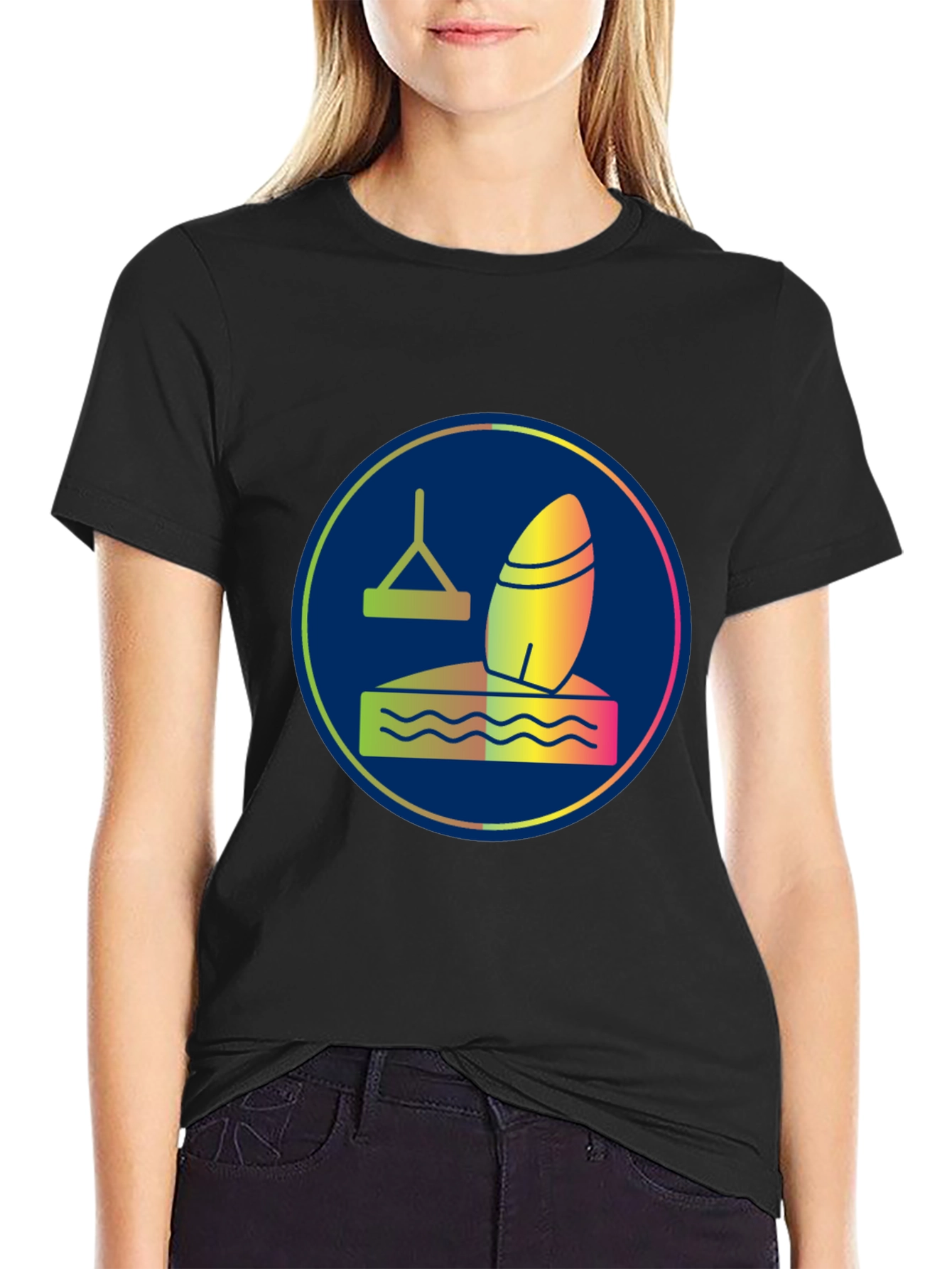 Black Surfboard T-Shirt - Water Sports Tee view 2