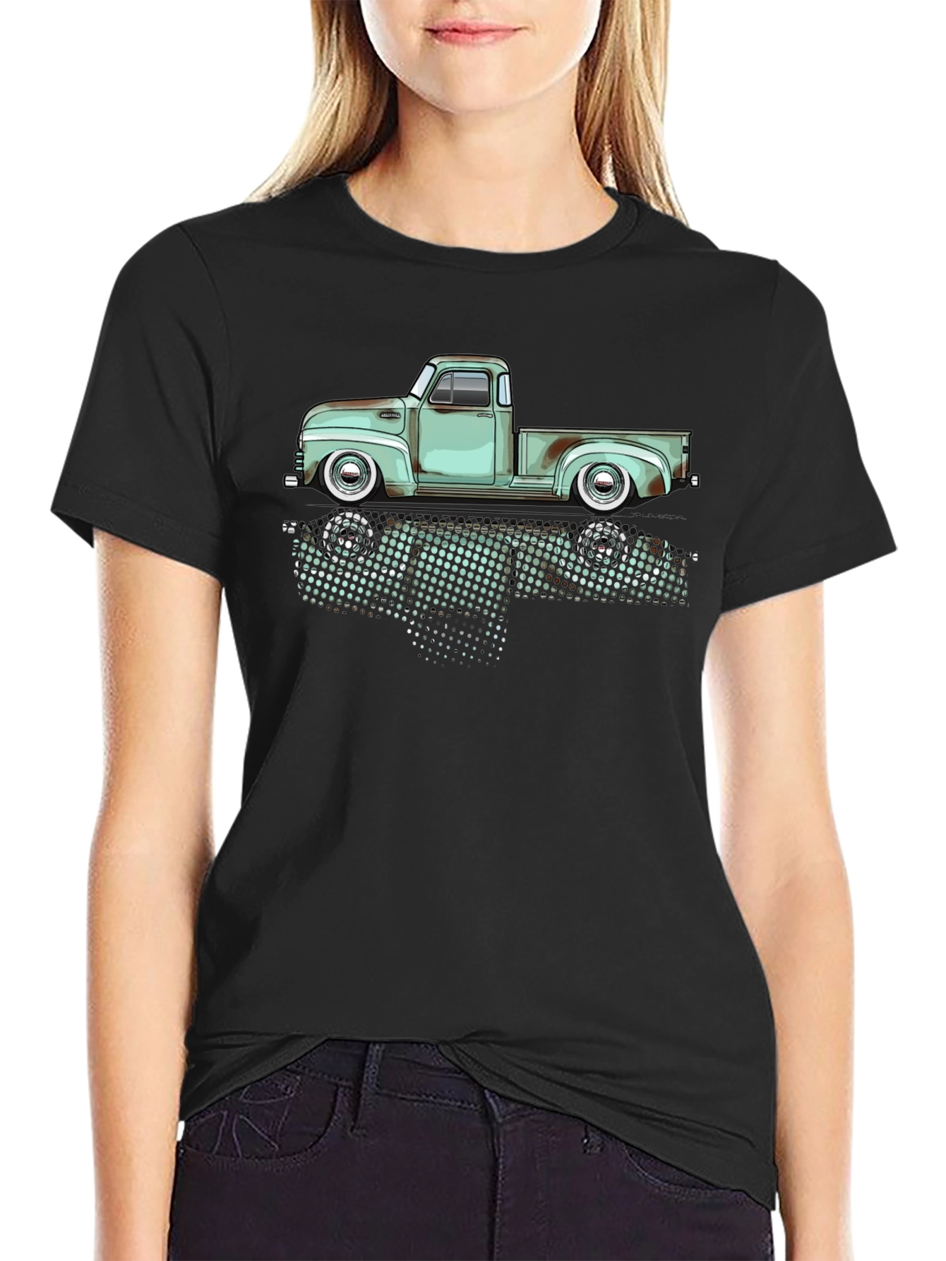 Black Vintage Truck Graphic Tee - Classic Style view 2