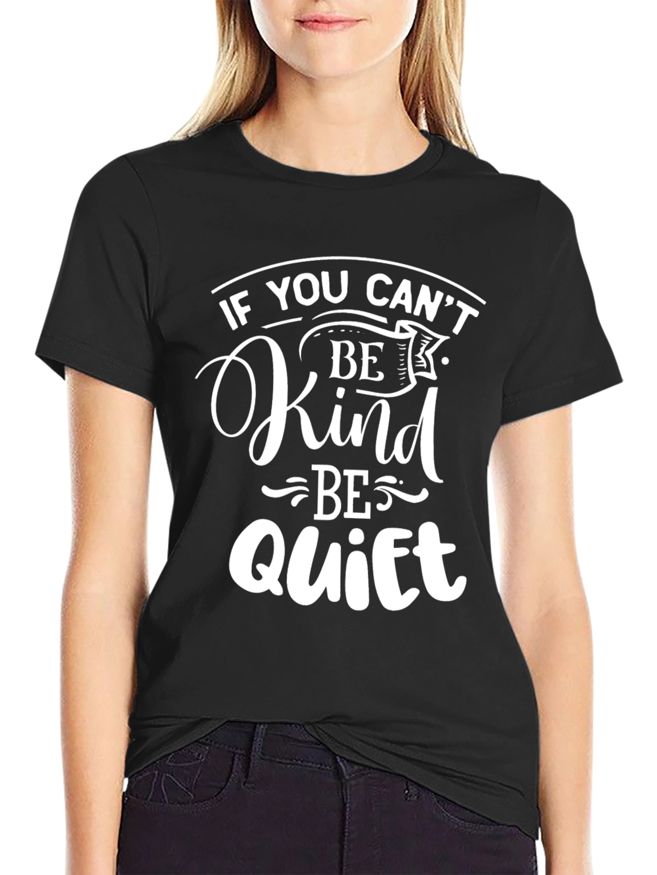 Black Be Kind or Be Quiet Black Graphic Tee view 2