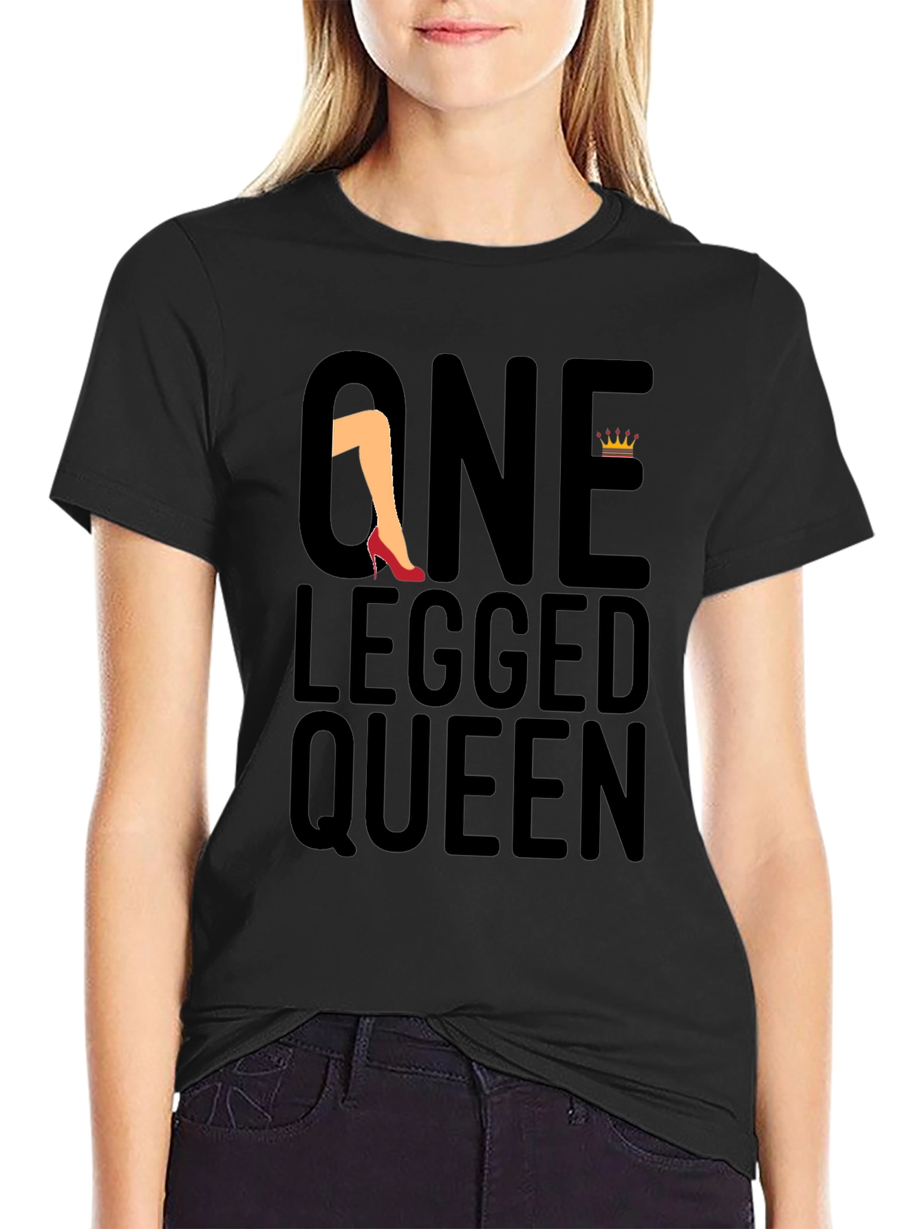 Black One Legged Queen Black Graphic Tee view 2