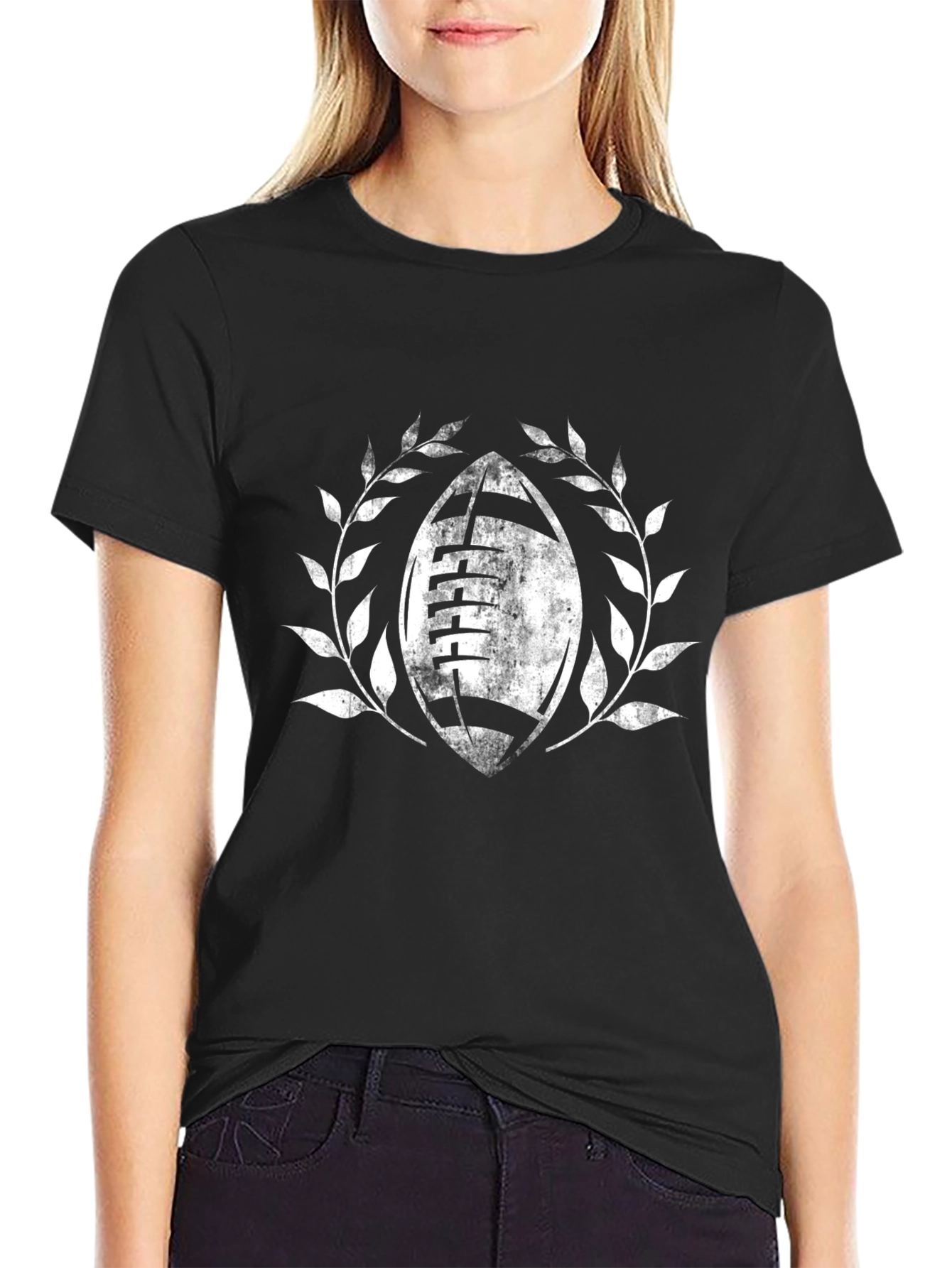 Black Football Laurels Graphic Tee view 2