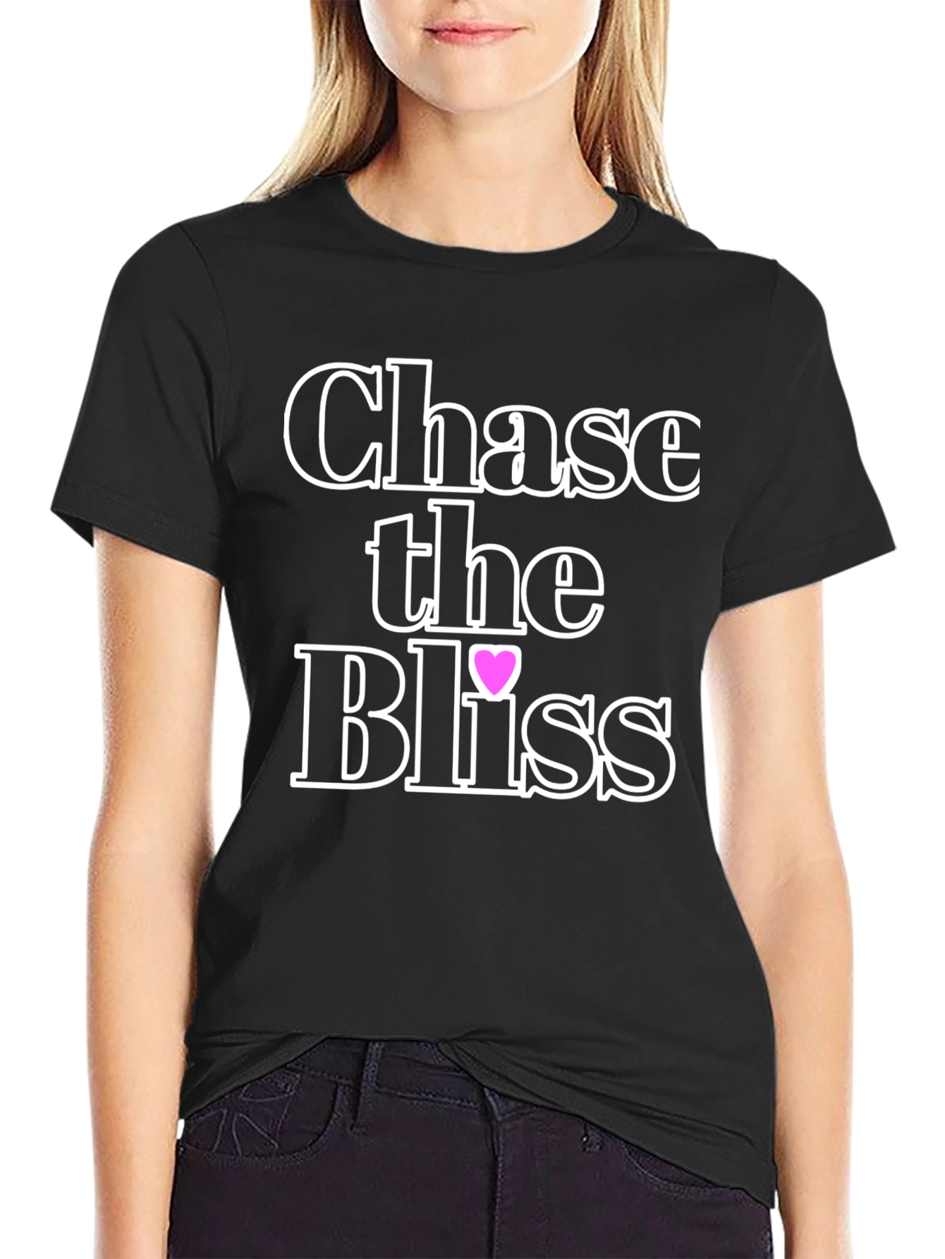 Black Chase the Bliss Graphic T-Shirt view 2