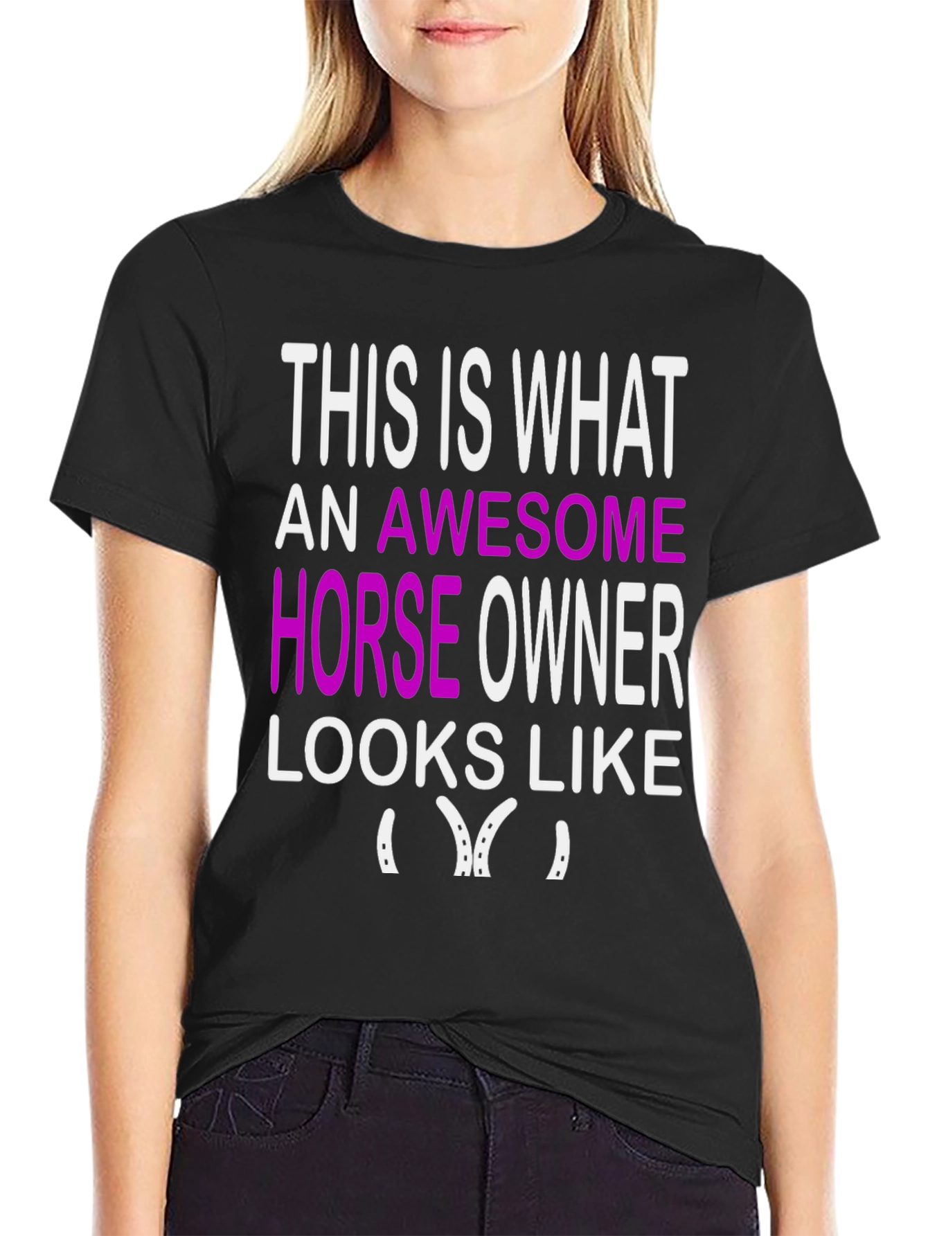 Black Awesome Horse Owner Graphic Tee - Black view 2