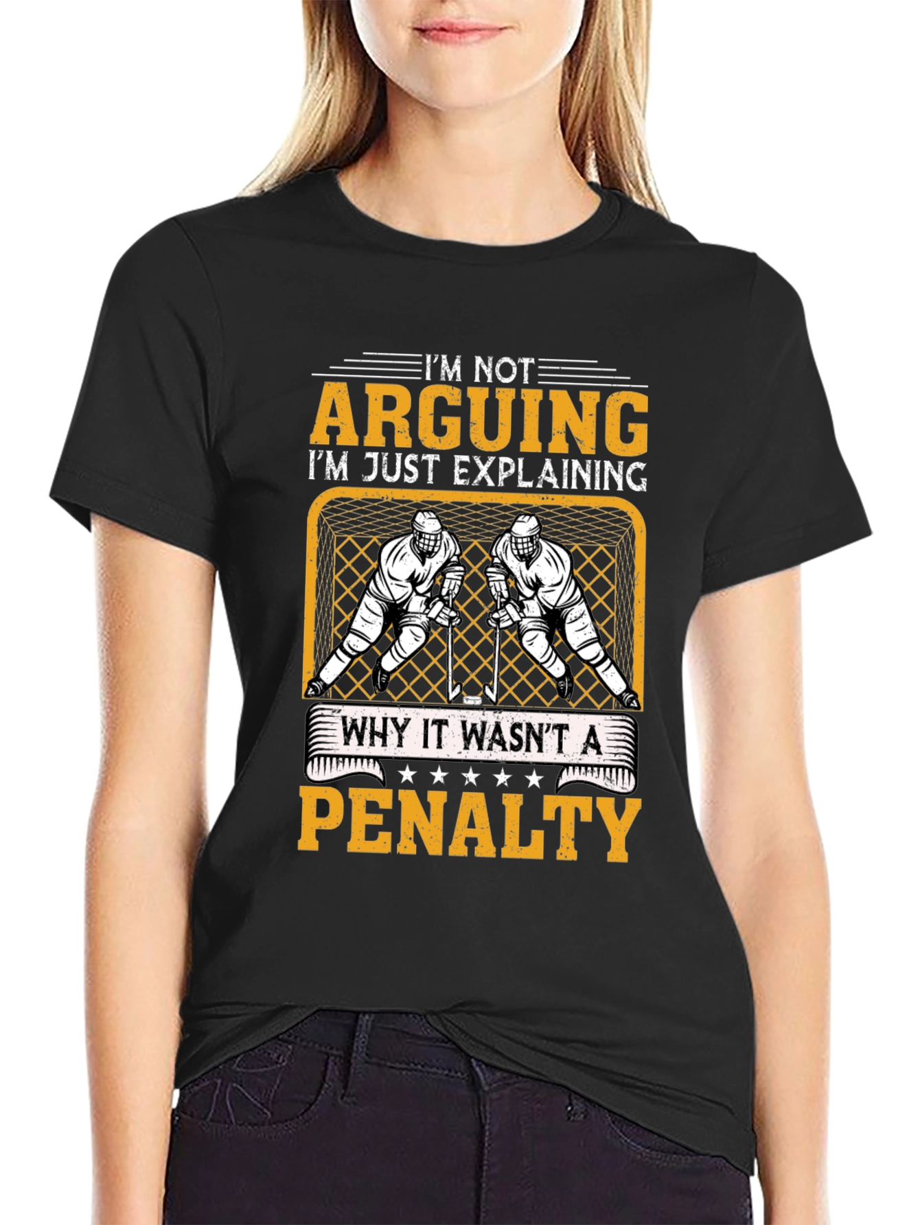Black Hockey Penalty Argument T-Shirt view 2