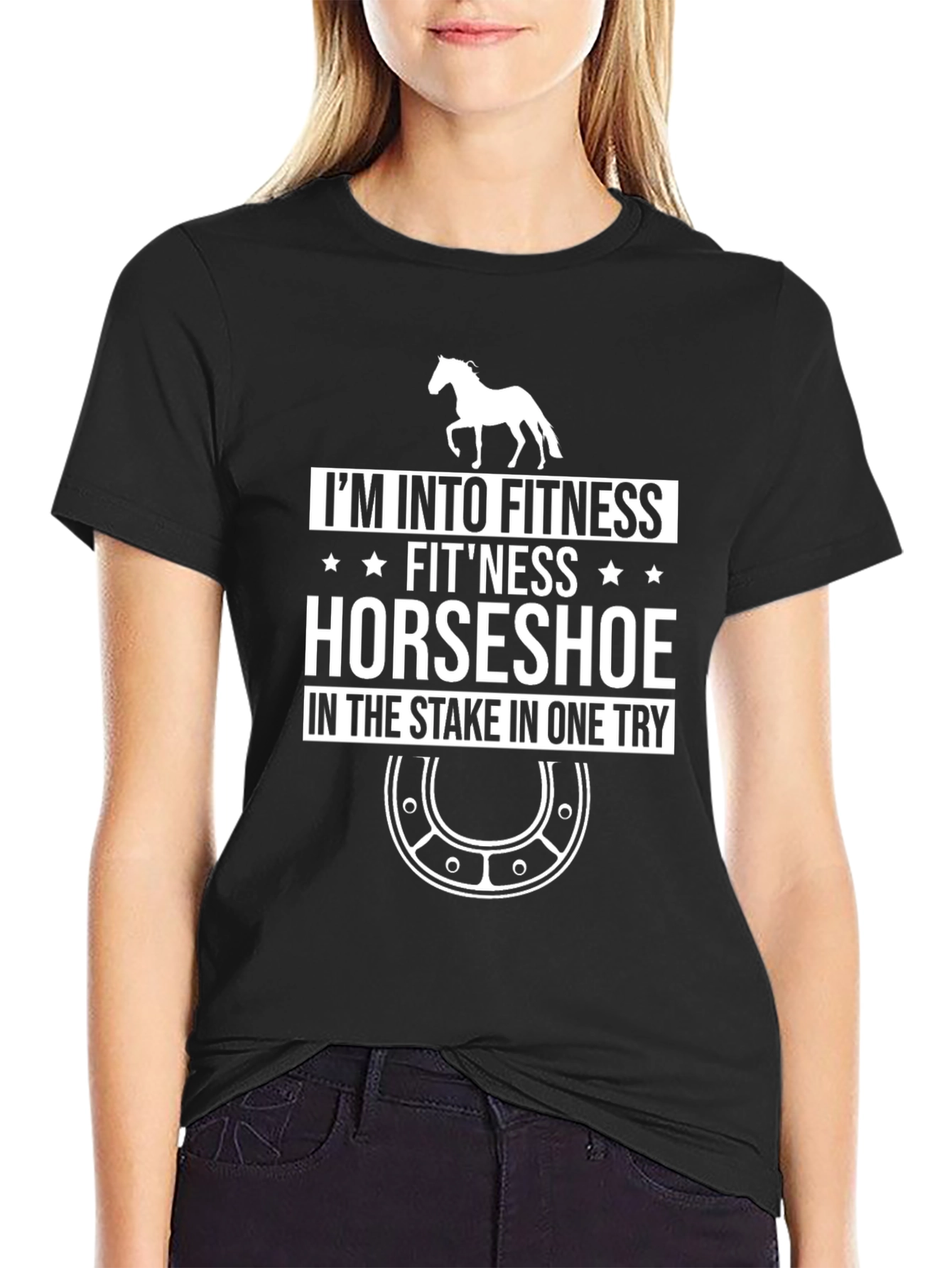 Black I'm Into Fitness Horseshoe T-Shirt view 2