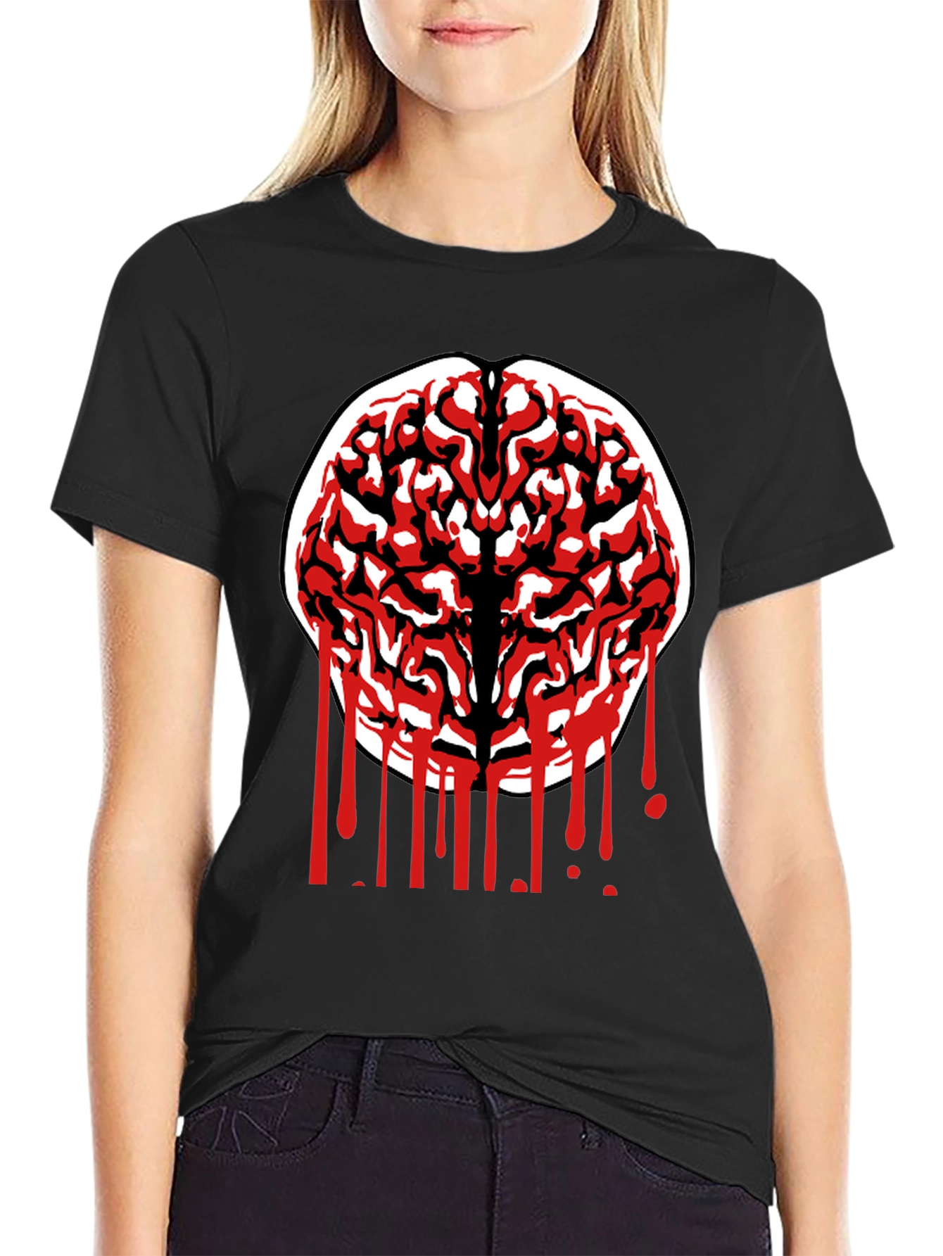 Black Brain Graphic Tee - Black Cotton Blend view 2