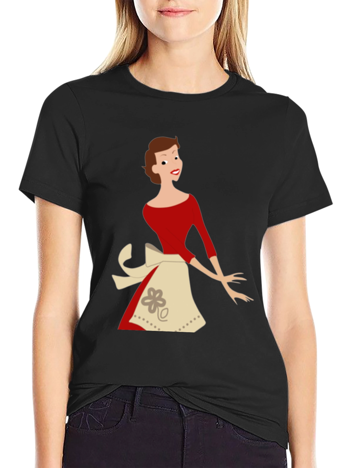 Black Retro Housewife T-Shirt - Black view 2