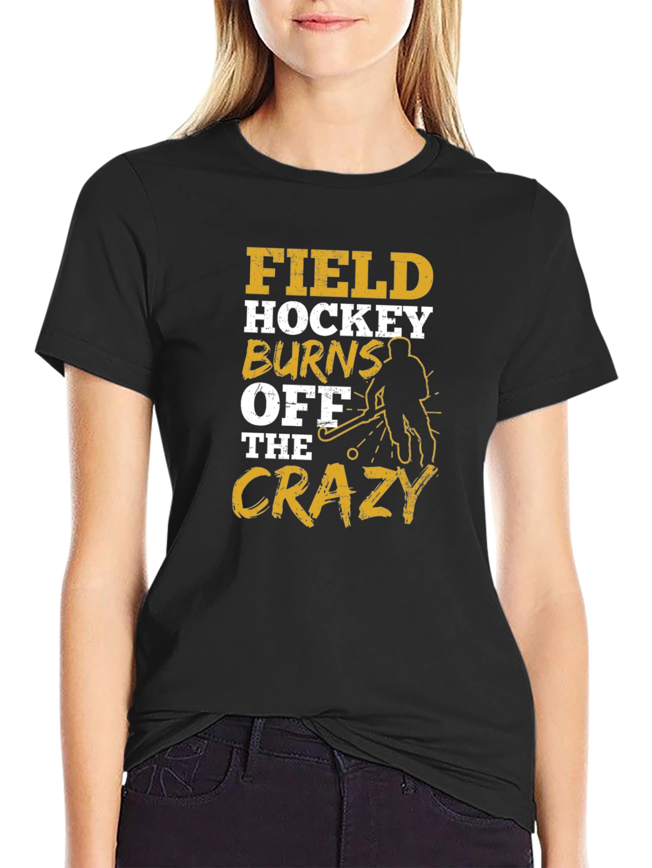 Black Field Hockey Burns Off The Crazy T-Shirt view 2