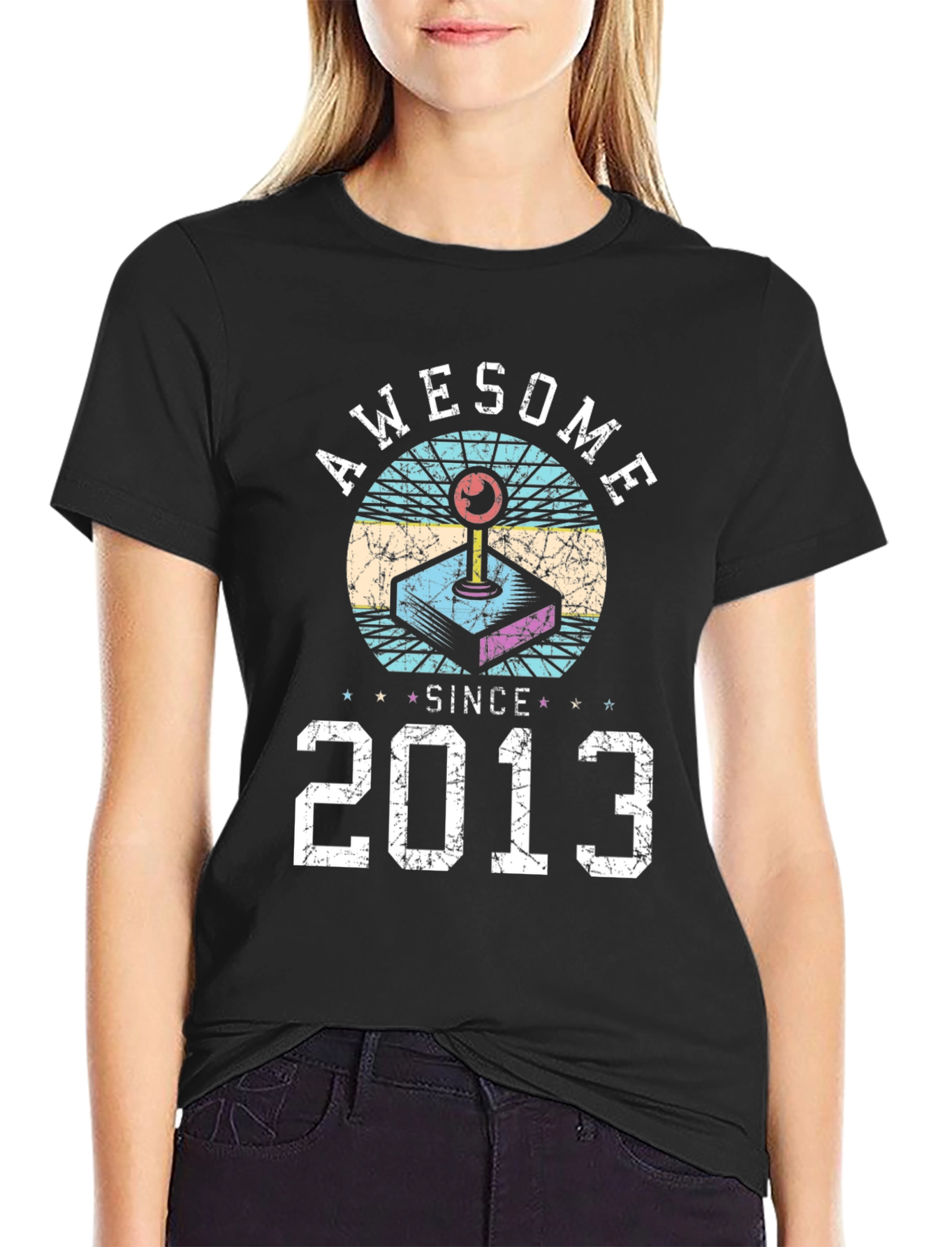 Black Awesome Since 2013 Gamer T-Shirt view 2