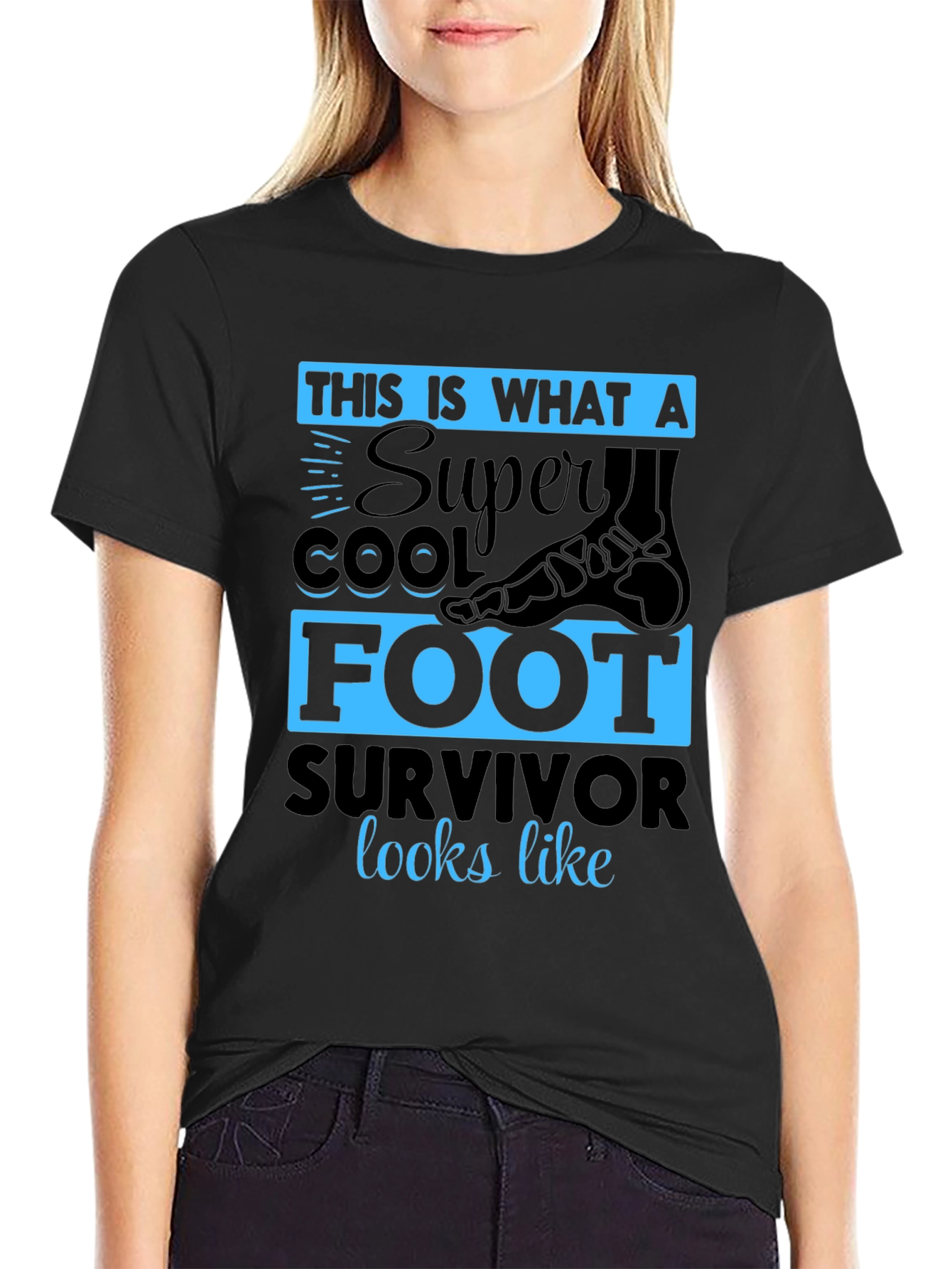Black Super Cool Foot Survivor T-Shirt view 2