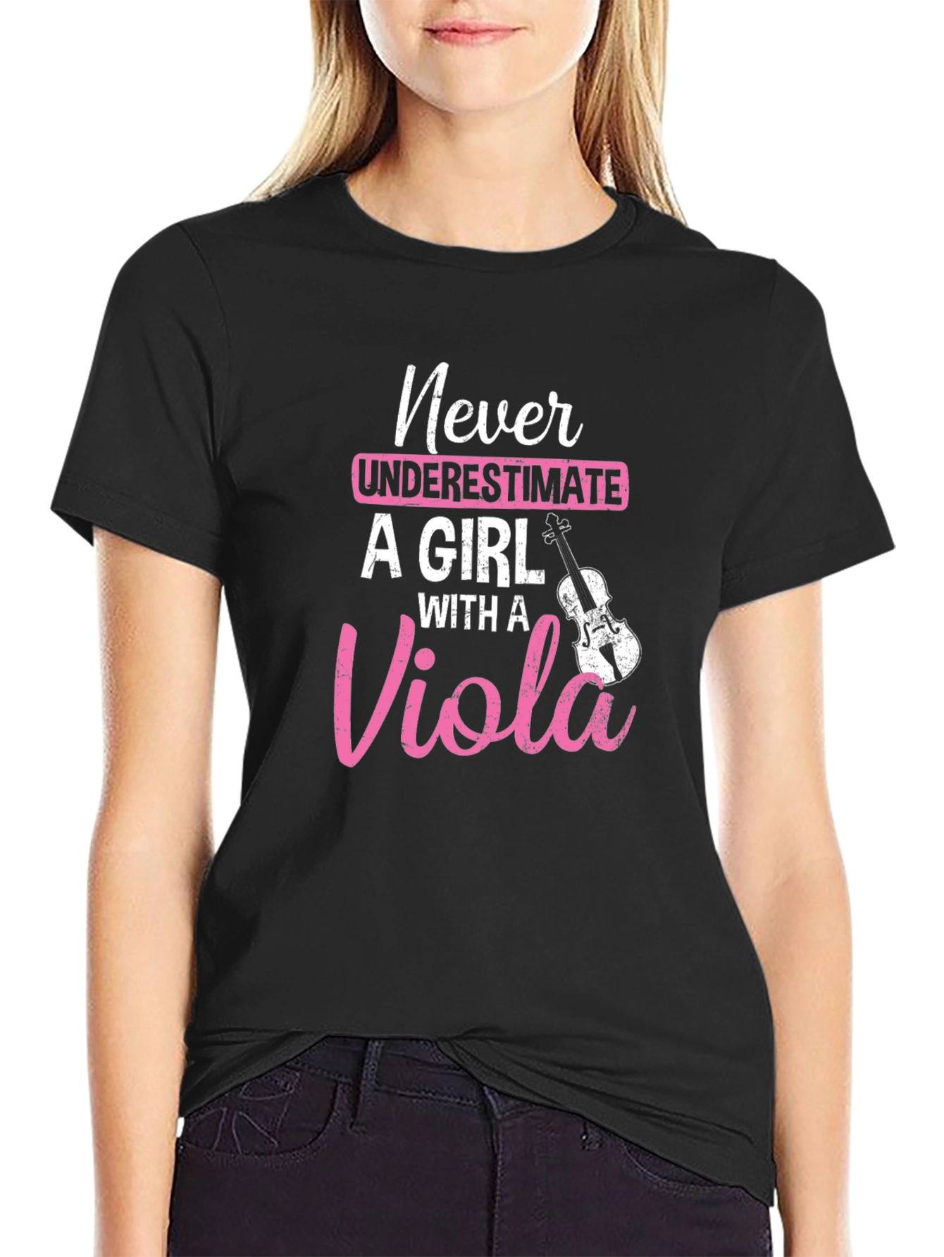 Black Never Underestimate A Girl With A Viola T-Shirt view 2