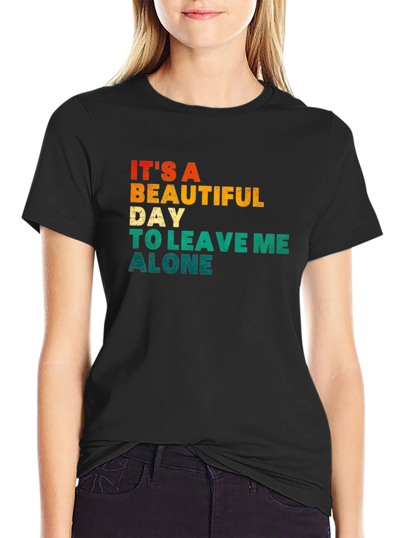 Black It's a Beautiful Day To Leave Me Alone T-Shirt view 2