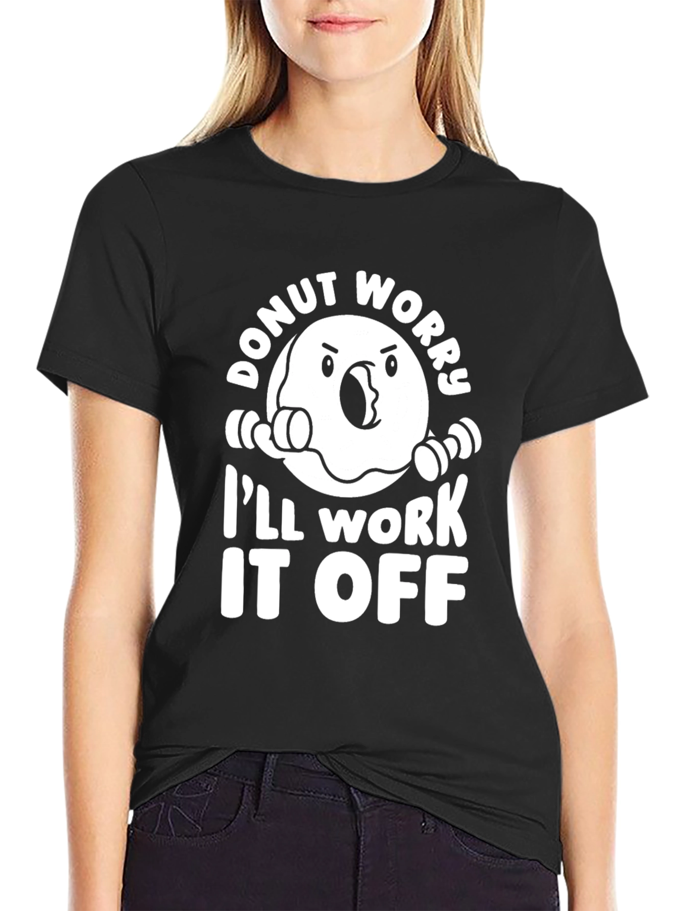 Black Funny Donut Workout T-Shirt - I'll Work It Off view 2