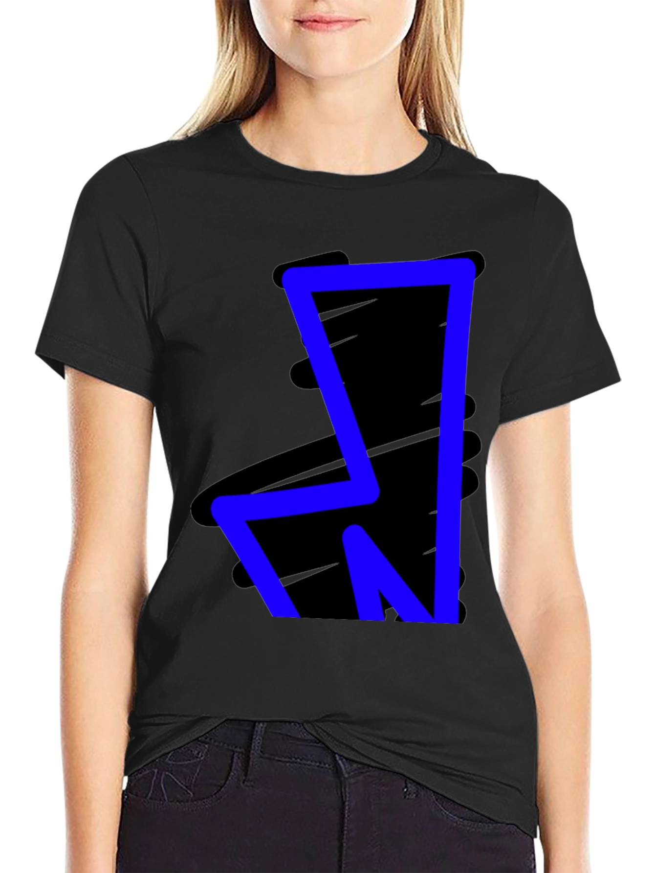 Black Bold Blue Graphic Tee - Modern Style view 2