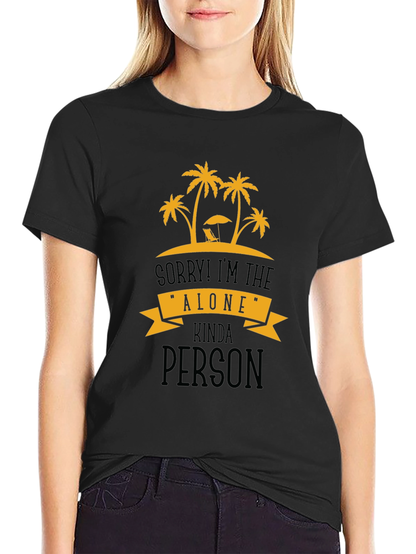 Black Alone Kinda Person Graphic T-Shirt view 2