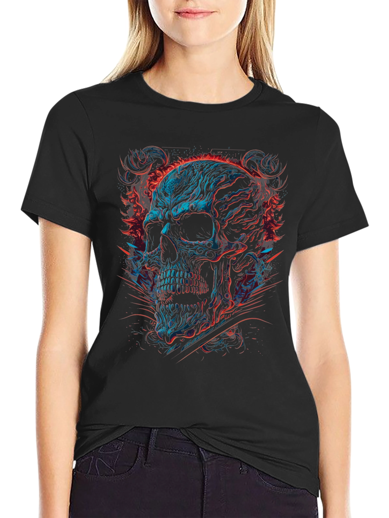 Black Skull Graphic Tee - Bold & Edgy Style view 2