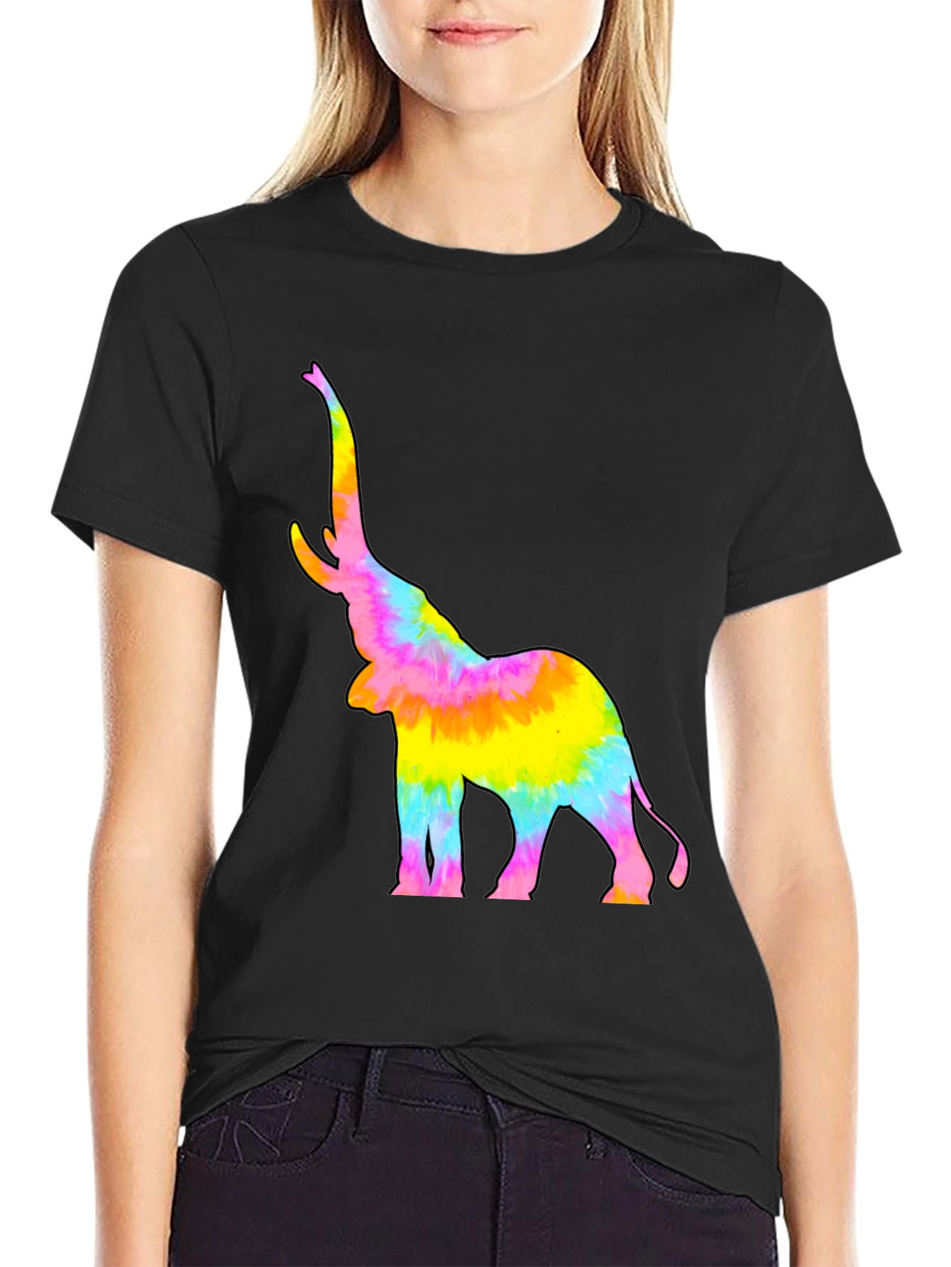 Black Tie-Dye Elephant Graphic Tee view 2