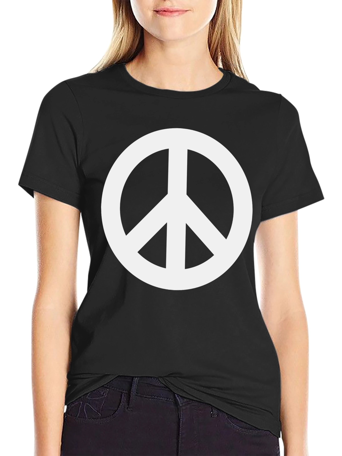 Black Peace Sign Graphic Tee - Classic Unisex Design view 2