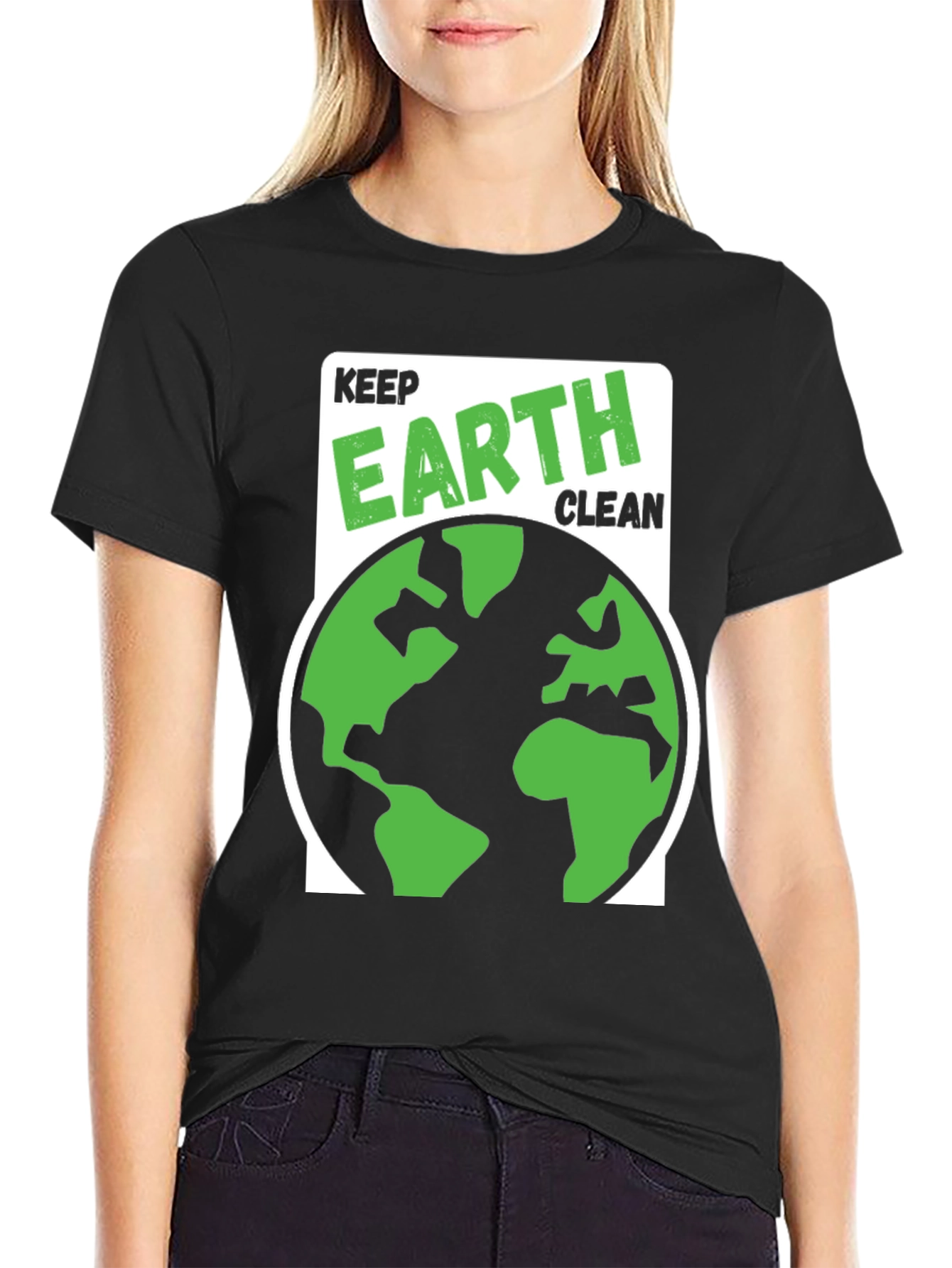 Black Keep Earth Clean Graphic T-Shirt view 2