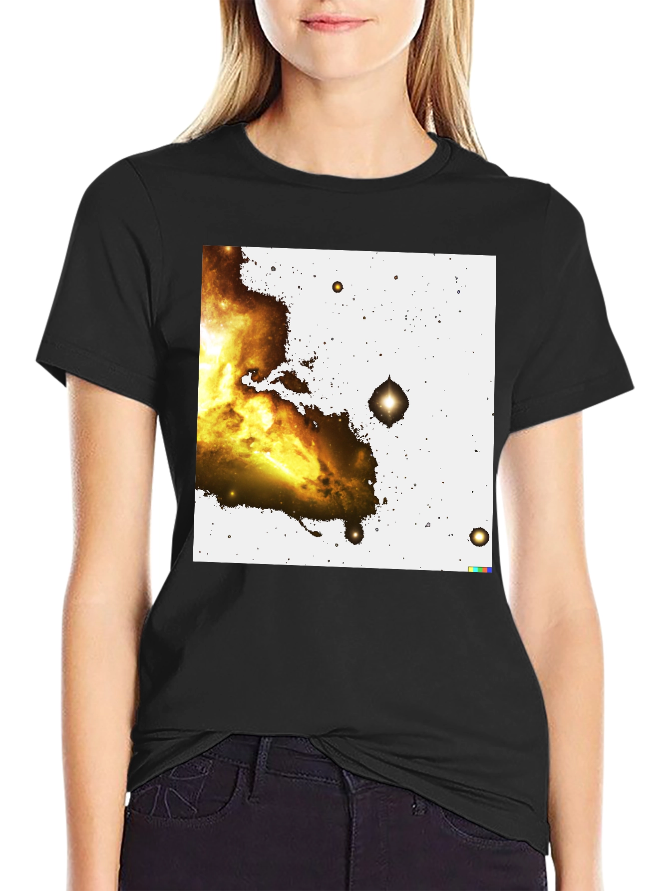 Black Nebula Print Black T-Shirt view 2