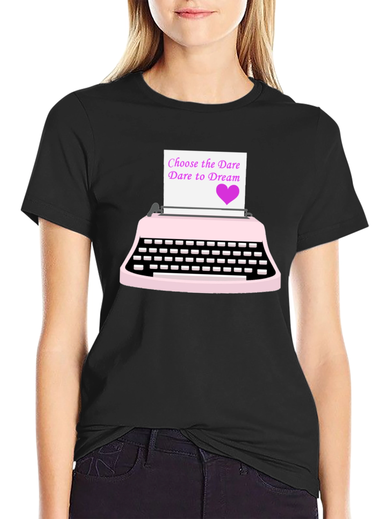 Black Dream Big T-Shirt: Vintage Typewriter Design view 2