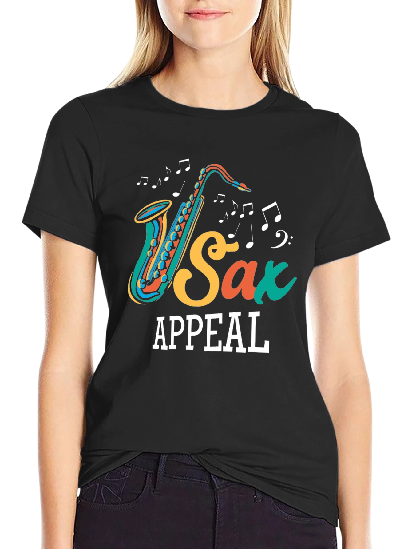 Black Sax Appeal Graphic Tee - Music Lover's T-Shirt view 2