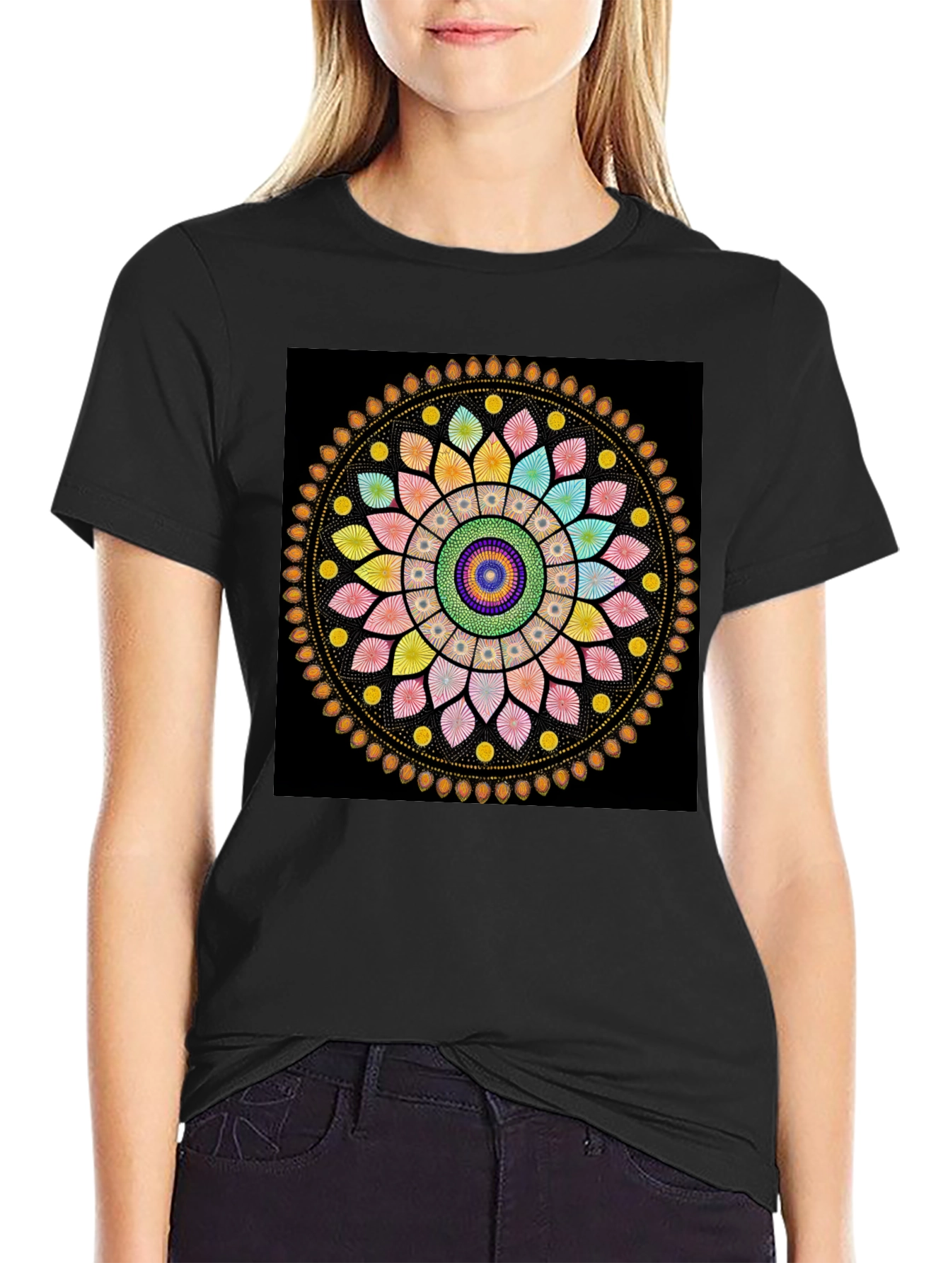 Black Mandala T-Shirt - Vibrant Graphic Tee view 2