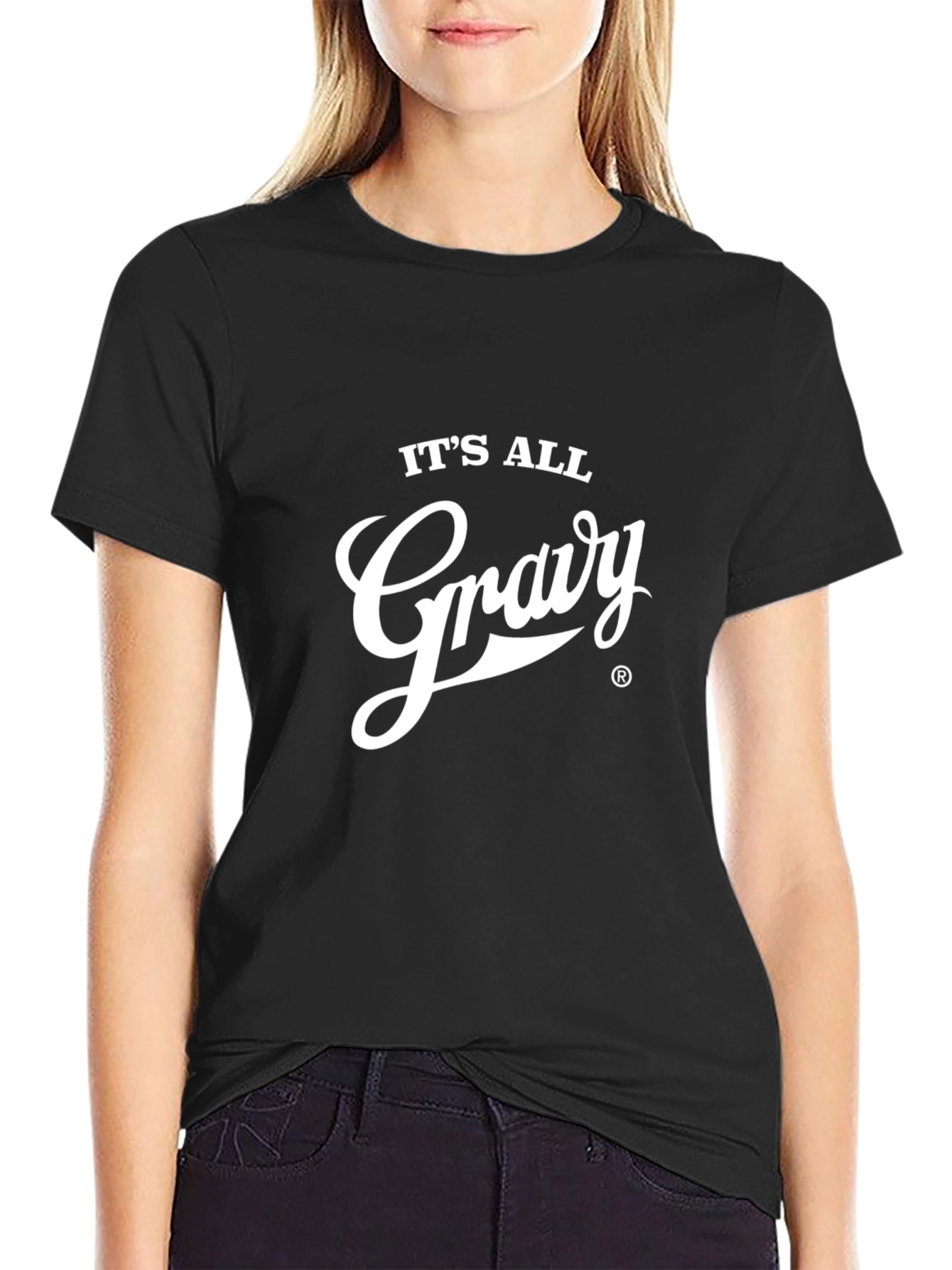 Black It's All Gravy Black T-Shirt, Funny Foodie Tee view 2