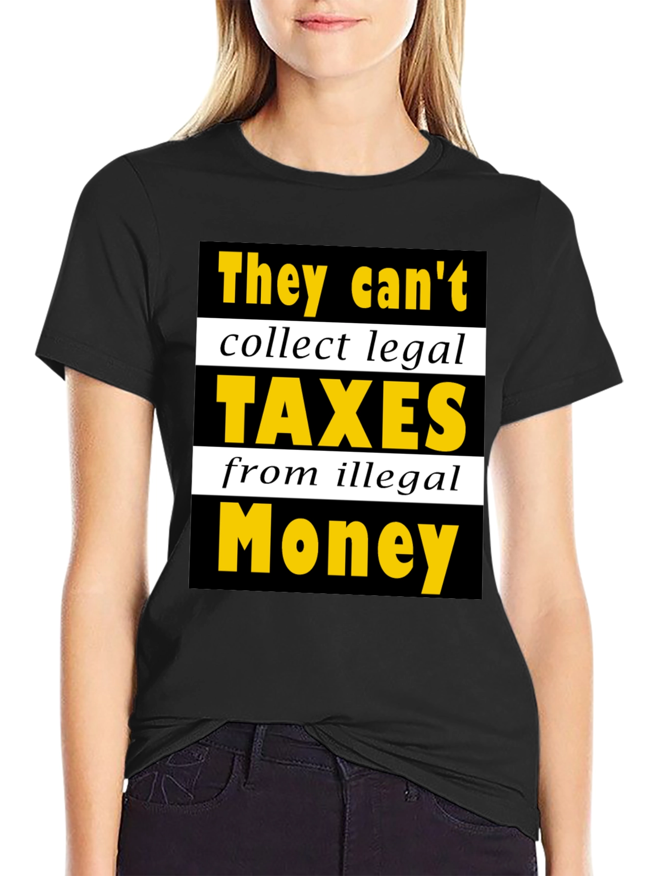 Black Humorous "Taxes from Illegal Money" Graphic Tee view 2