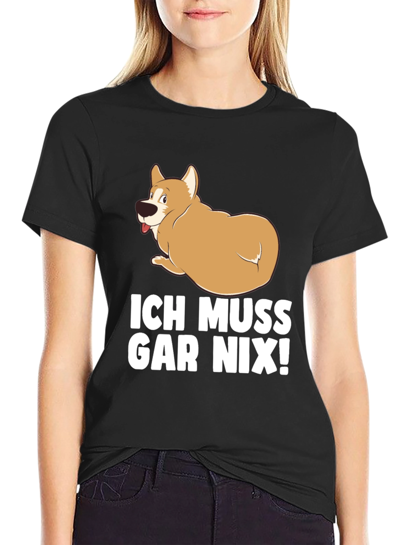 Black Ich Muss Gar Nix! Dog T-Shirt view 2