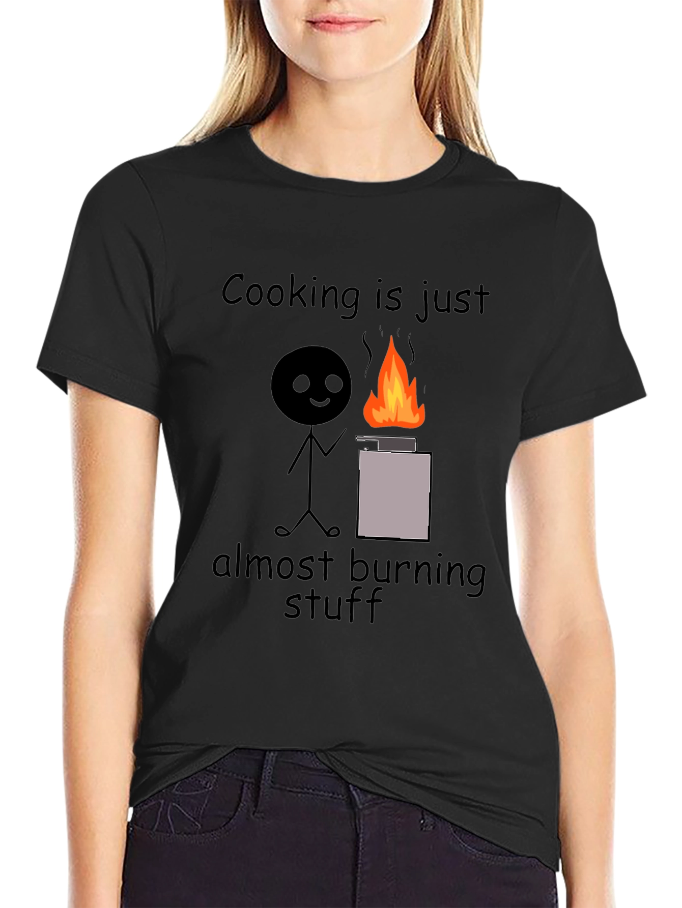 Black Cooking is Just Almost Burning Stuff T-Shirt view 2