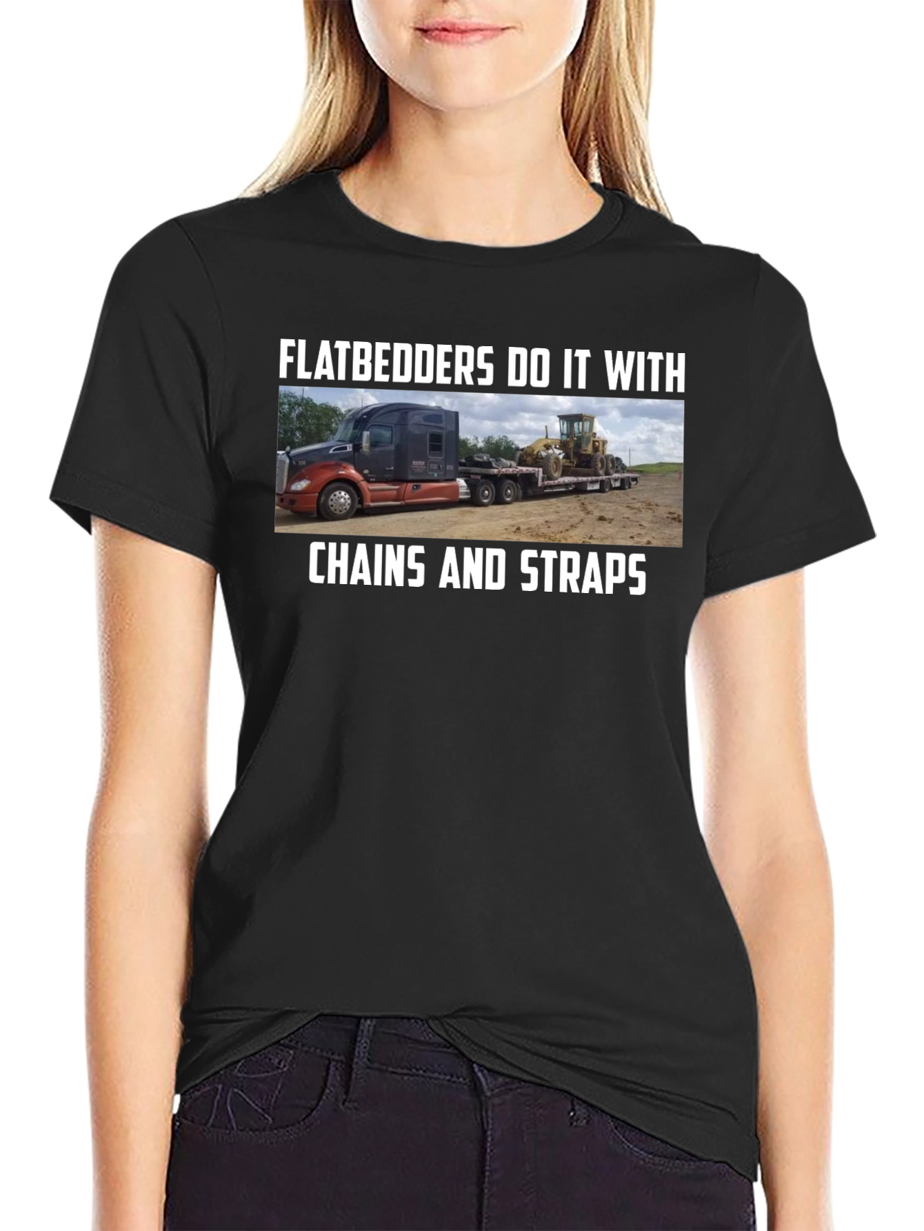 Black Flatbedders Do It With Chains And Straps T-Shirt view 2