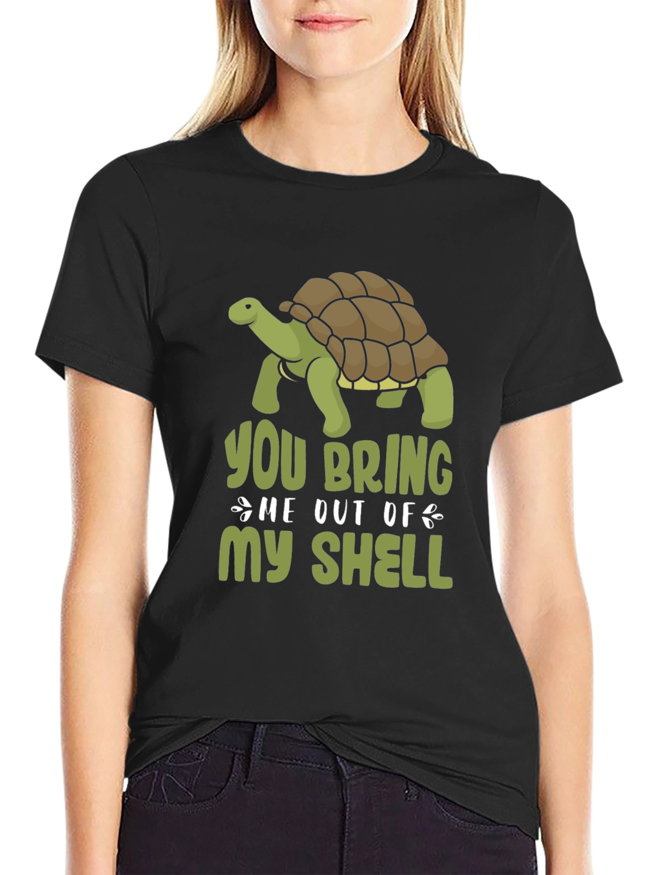 Black You Bring Me Out of My Shell Turtle Graphic Tee view 2