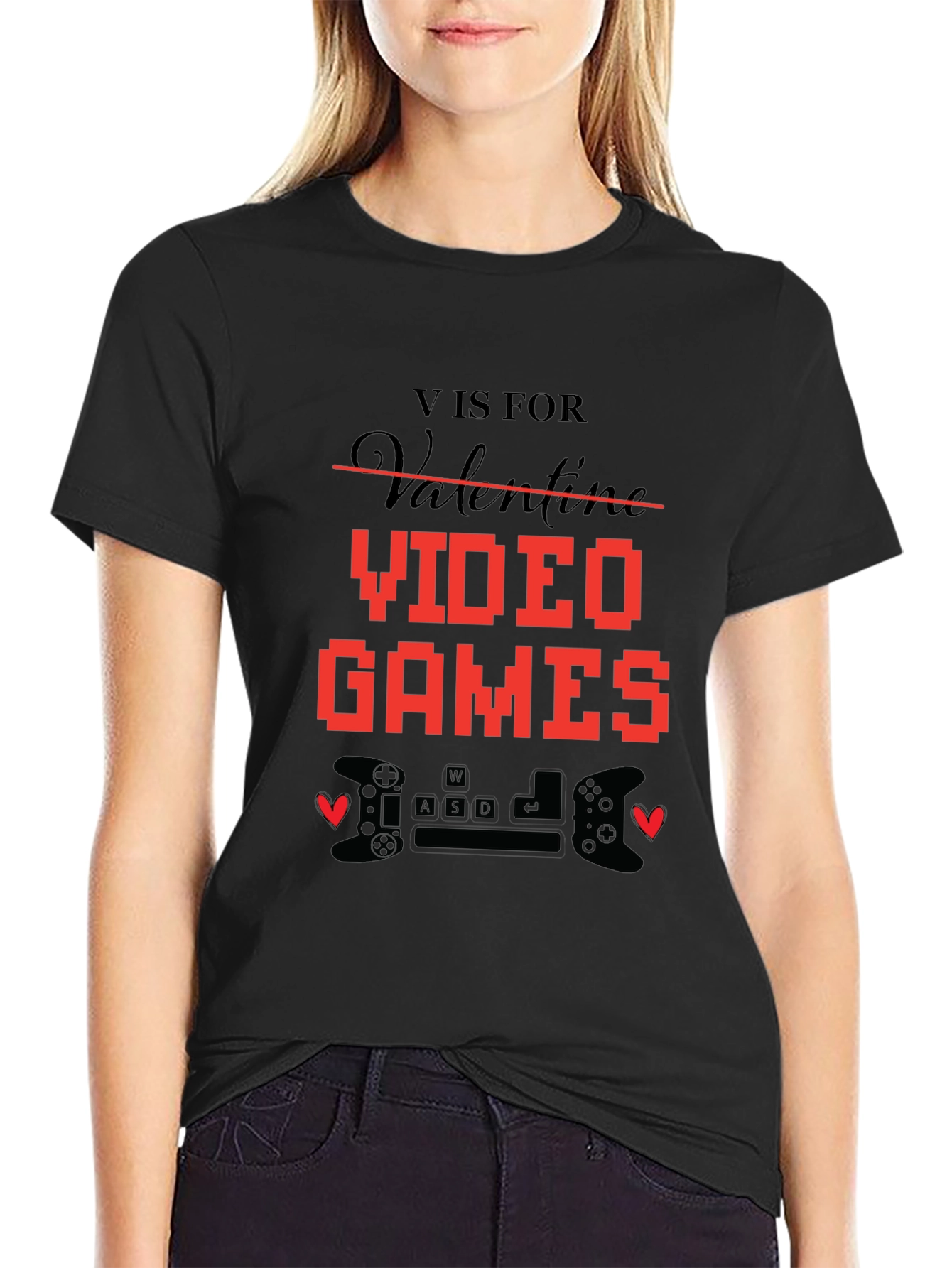 Black V is for Video Games T-Shirt view 2
