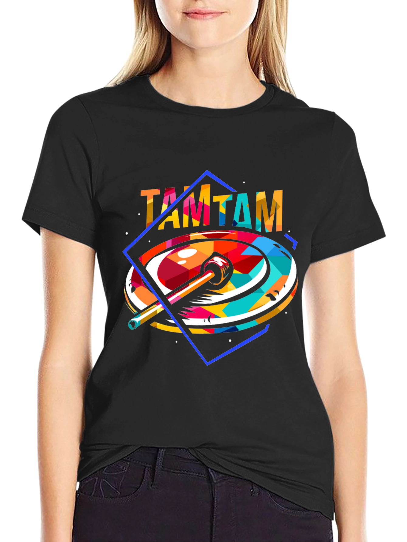 Black Abstract TAMTAM Graphic T-Shirt view 2