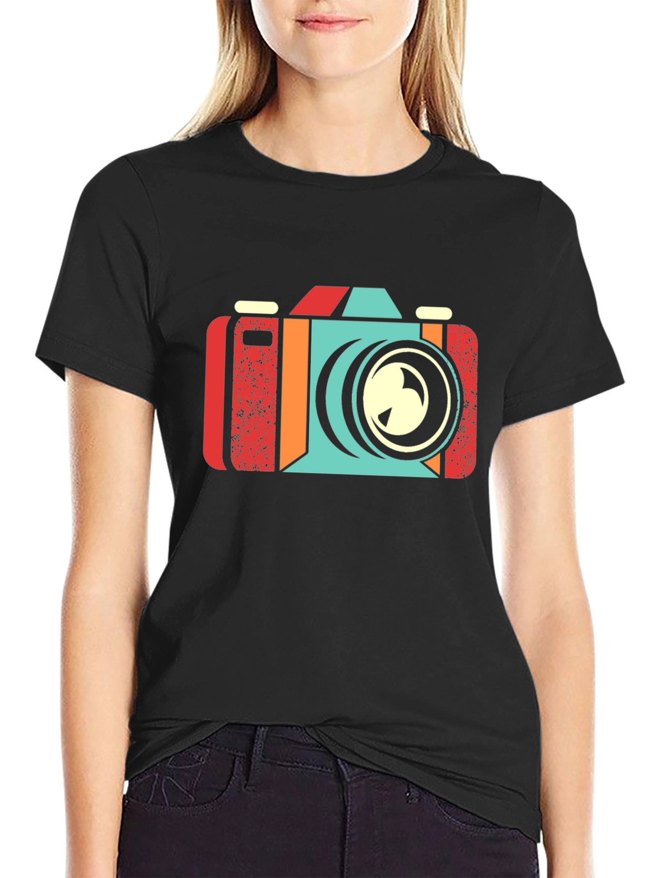 Black Retro Camera Graphic T-Shirt - Black view 2