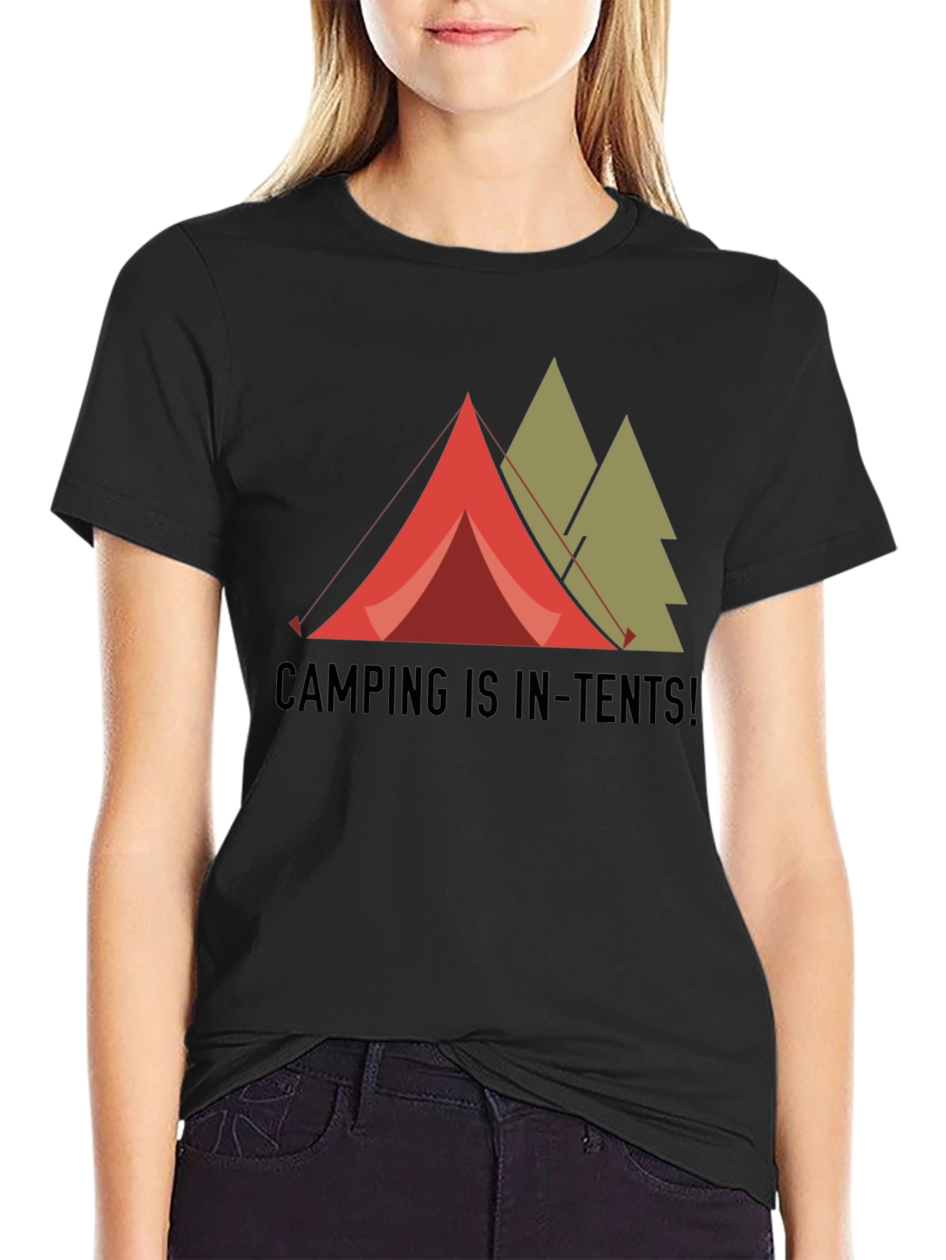 Black Camping is In-Tents! Graphic T-Shirt view 2
