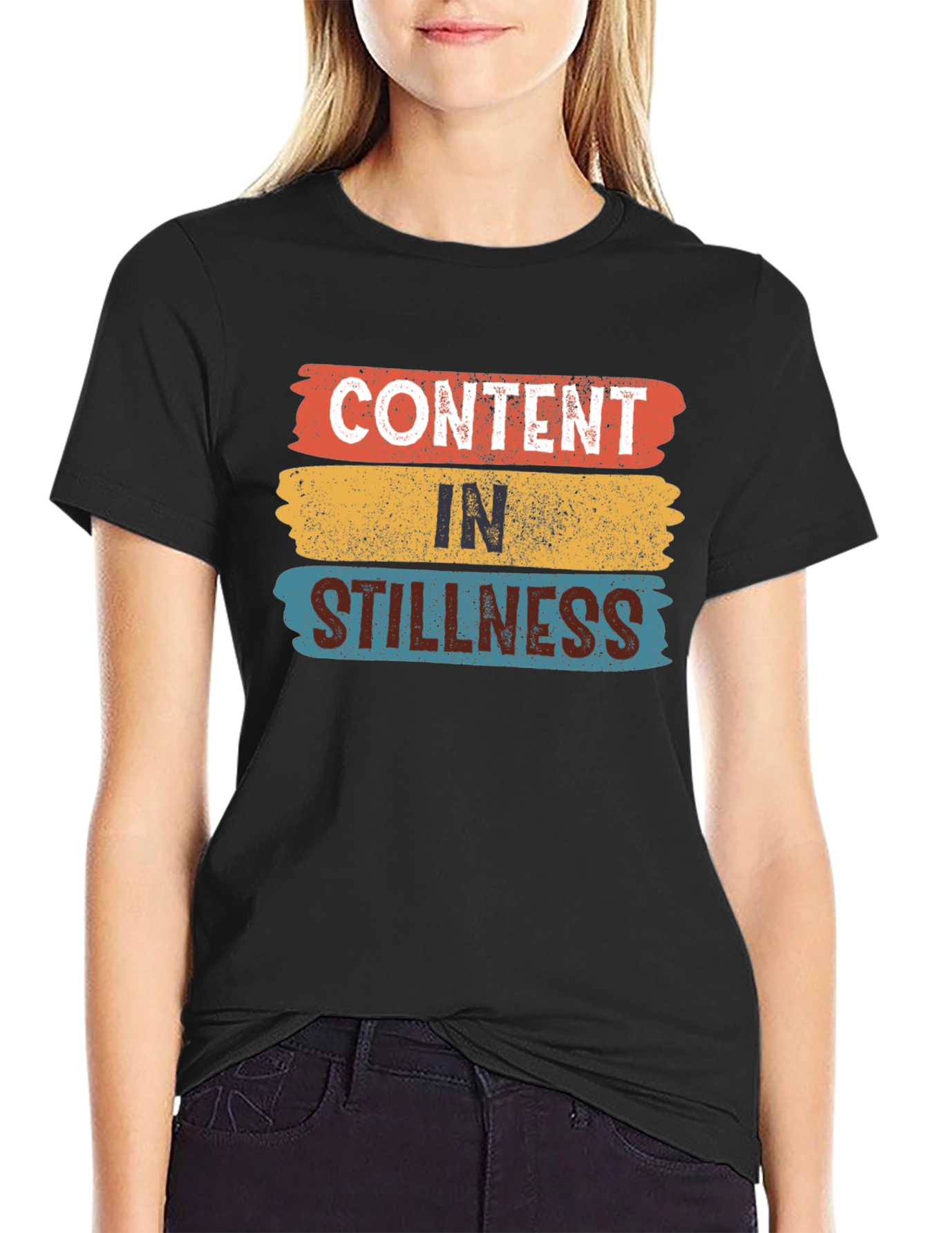 Black Content in Stillness T-Shirt, Relaxed Fit view 2