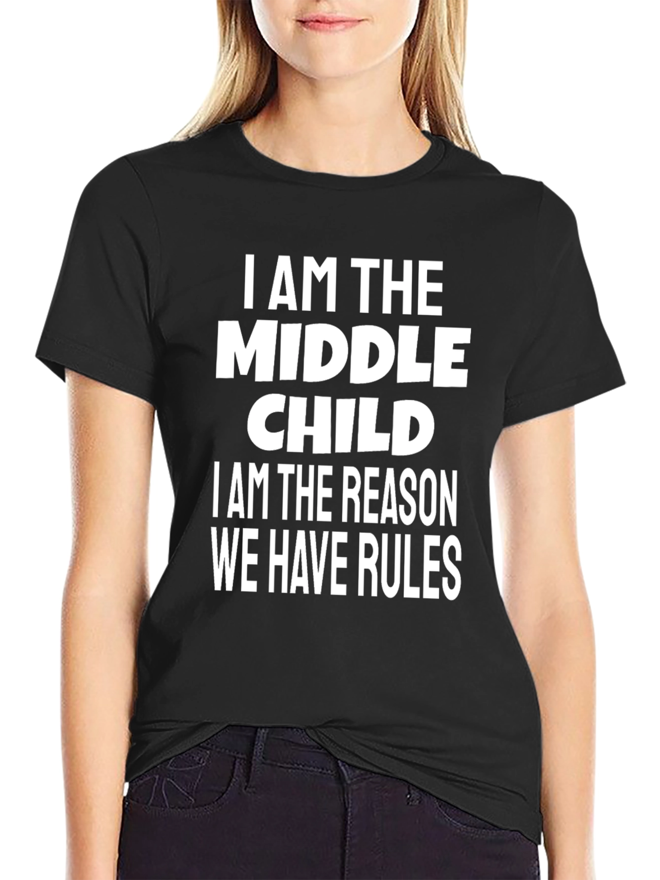 Black Middle Child T-Shirt - Funny Slogan Tee view 2