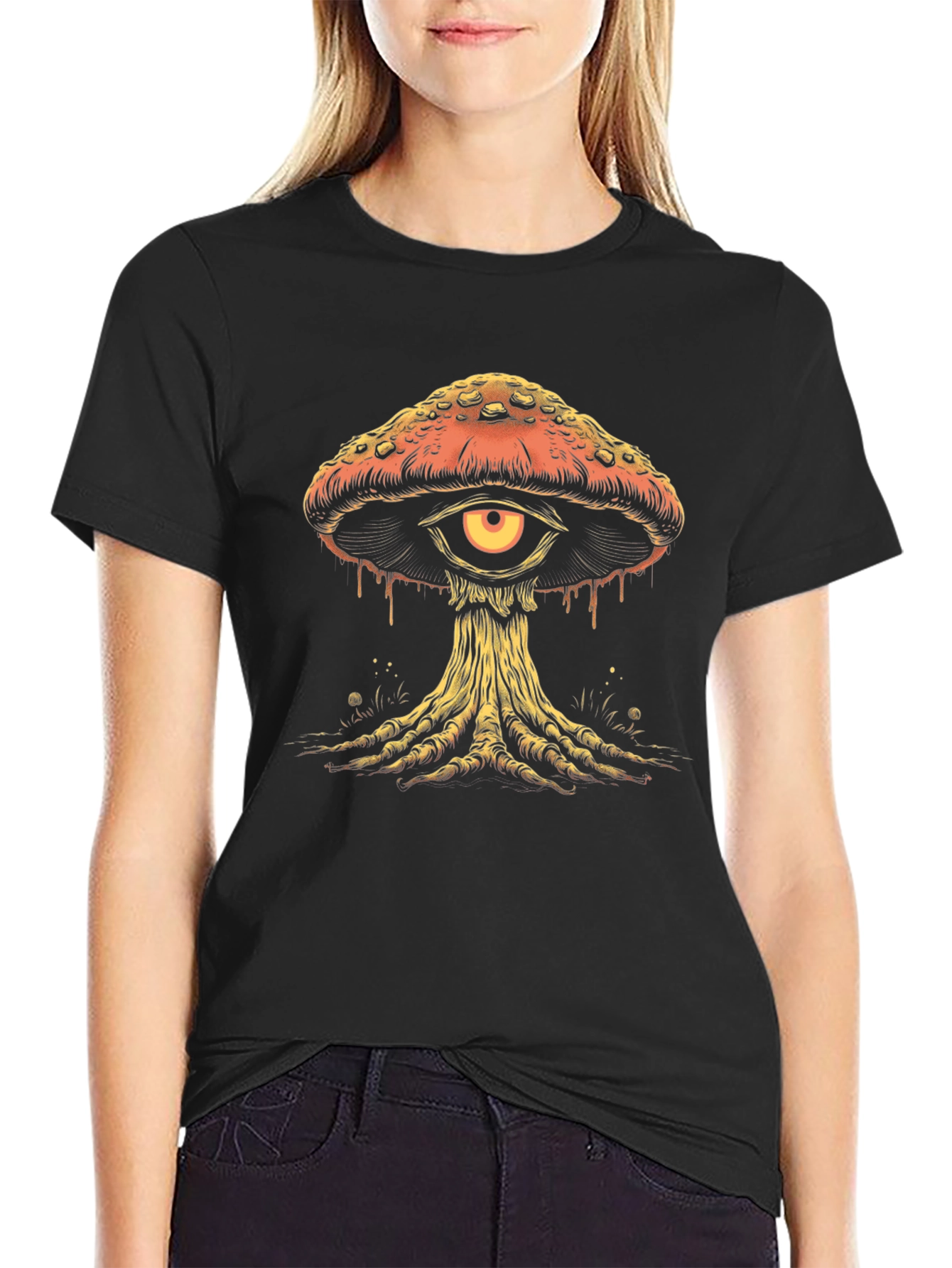 Black Mystic Mushroom Eye Graphic Tee view 2