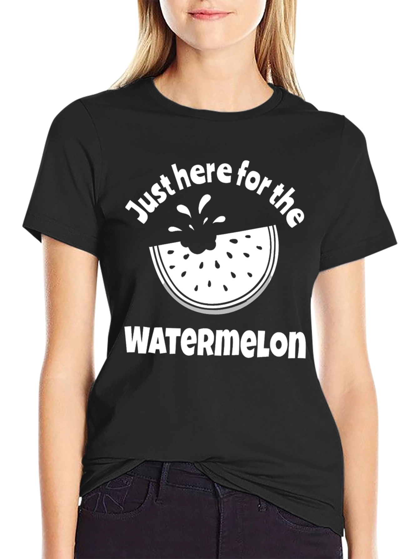 Black Watermelon Lover Tee - Summer Fun T-Shirt view 2