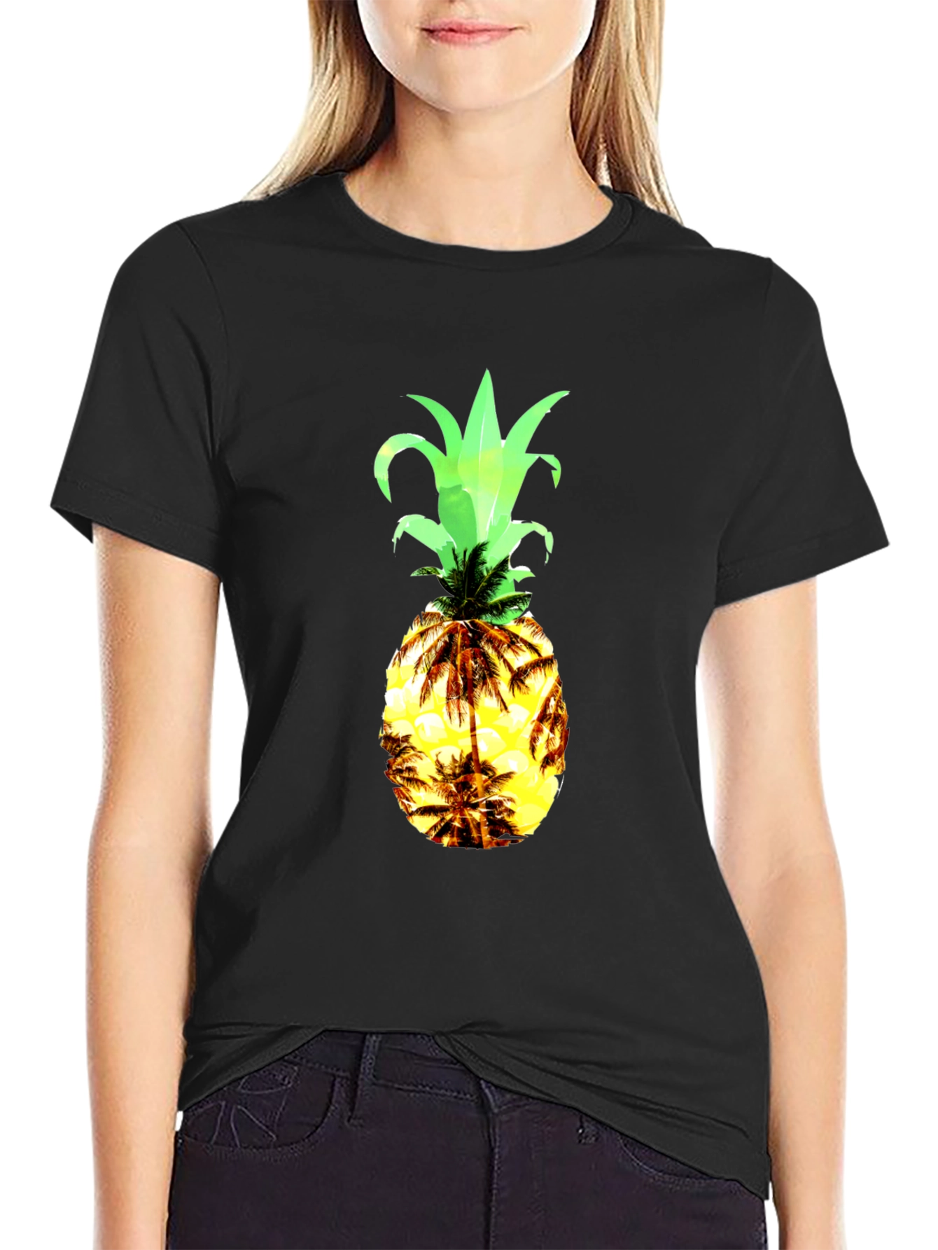 Black Tropical Pineapple Graphic Tee view 2