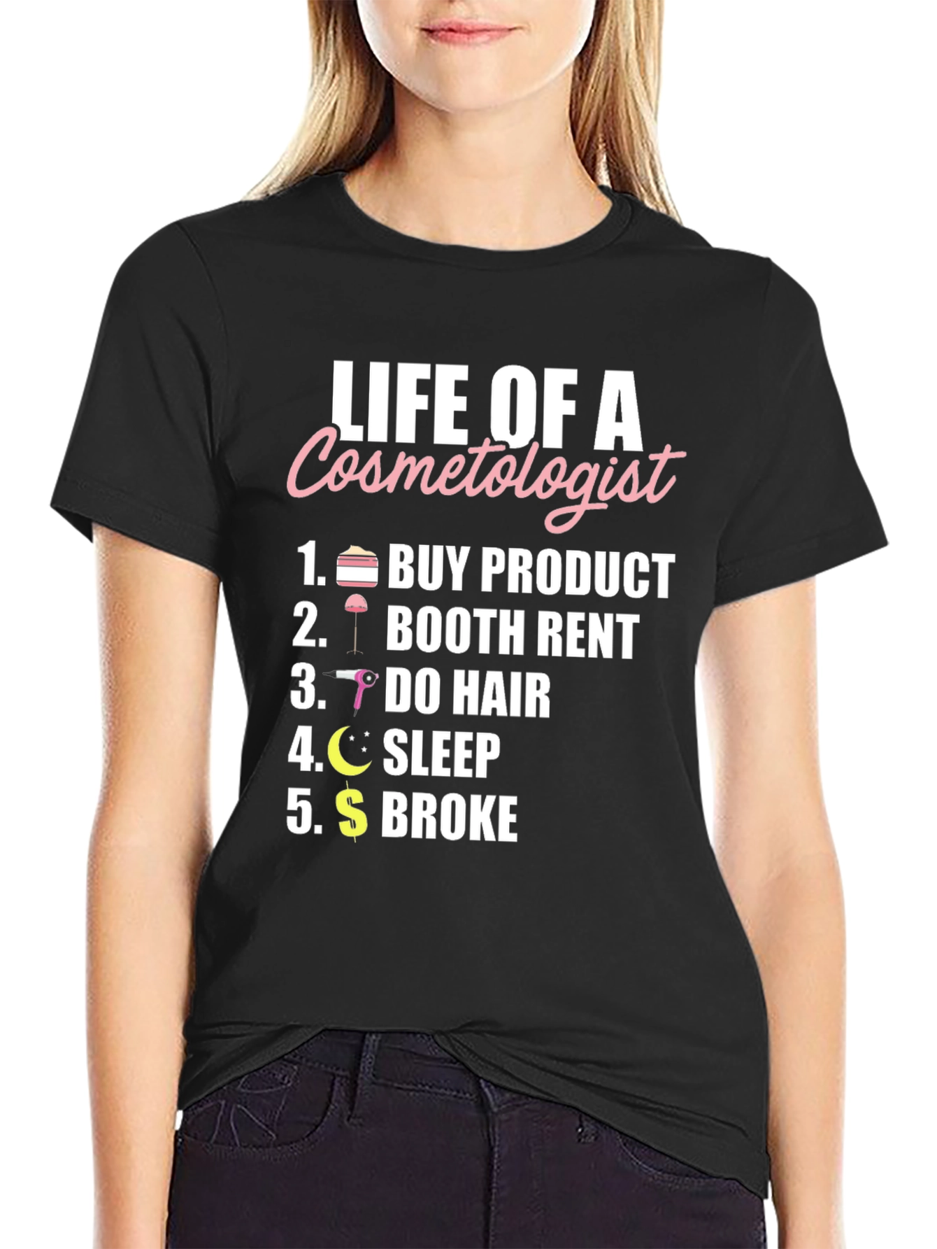 Black Life of a Cosmetologist Graphic T-Shirt view 2