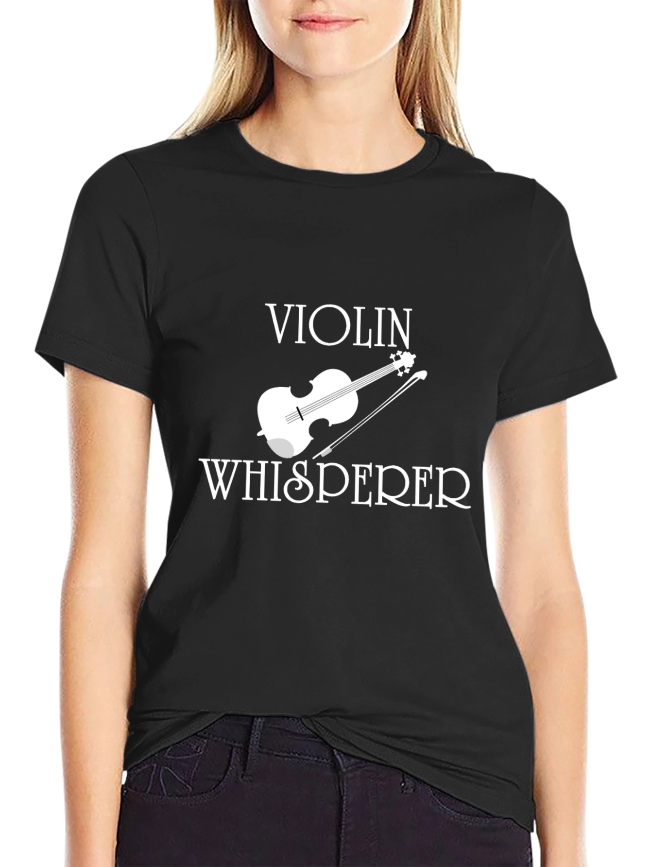 Black Violin Whisperer Graphic Tee - Musician's Black T-Shirt view 2