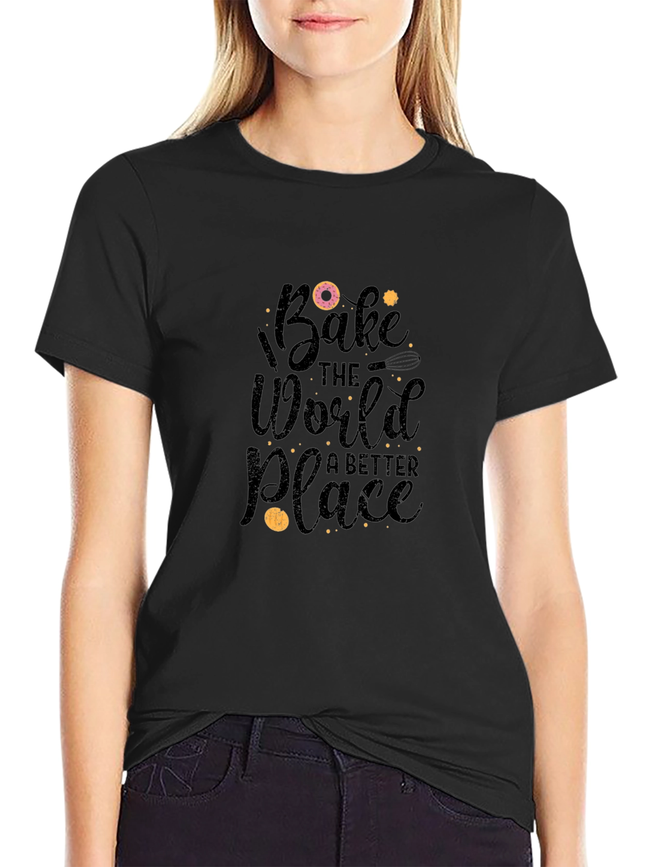 Black Bake the World Better Black T-Shirt view 2
