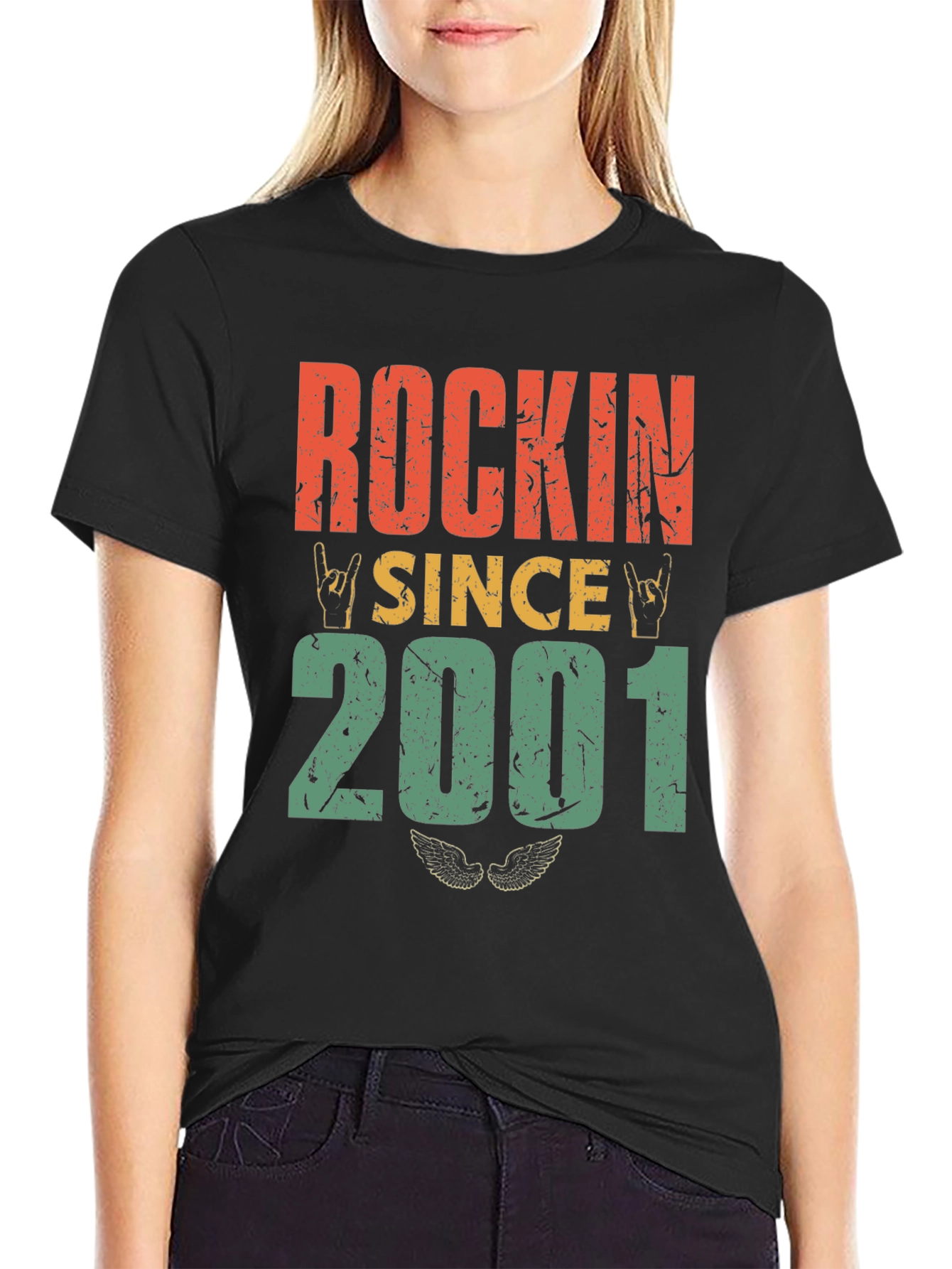 Black Rockin' Since 2001 Graphic T-Shirt view 2