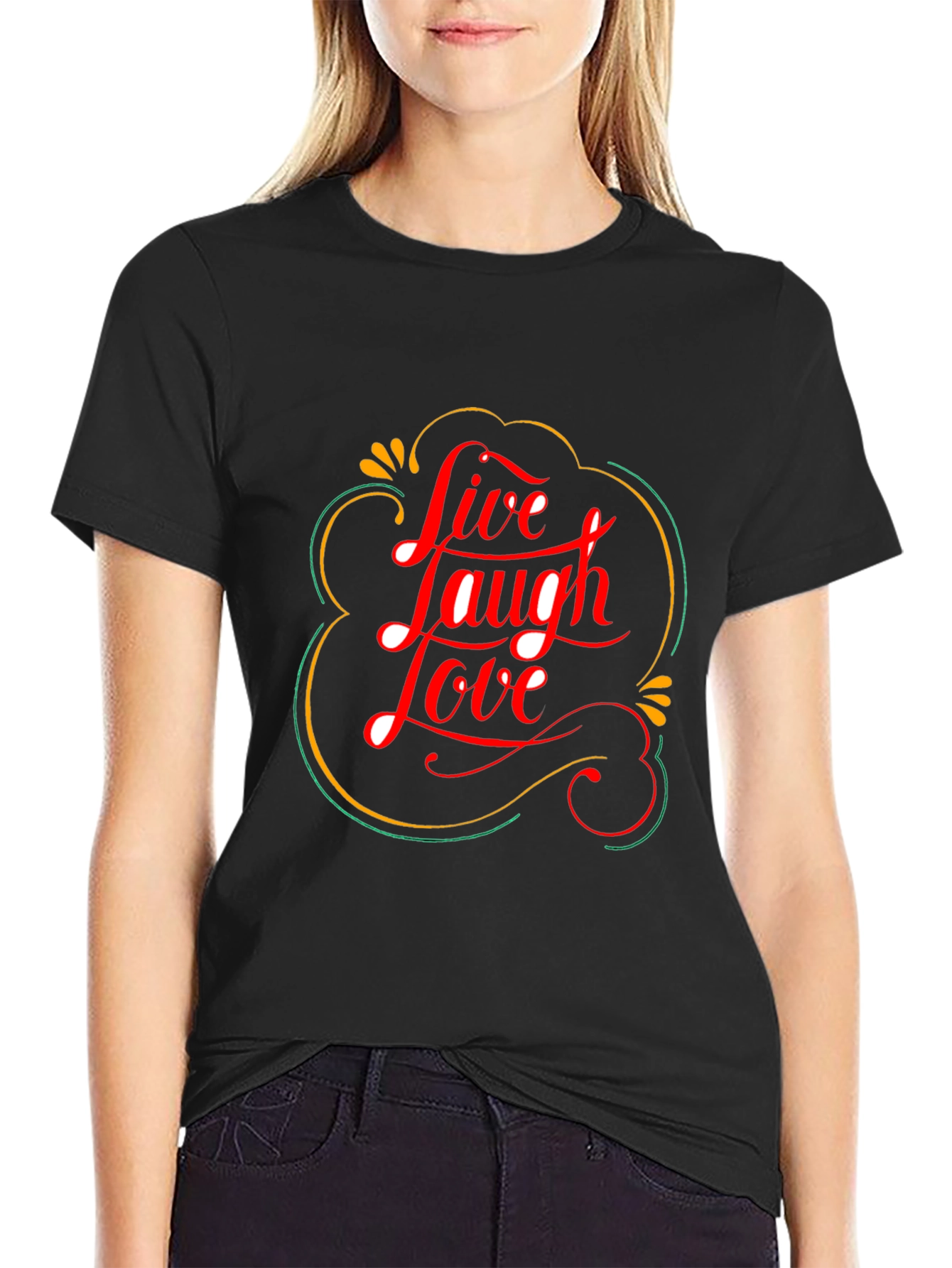 Black Live Laugh Love Graphic Tee - Trendy Black T-Shirt view 2