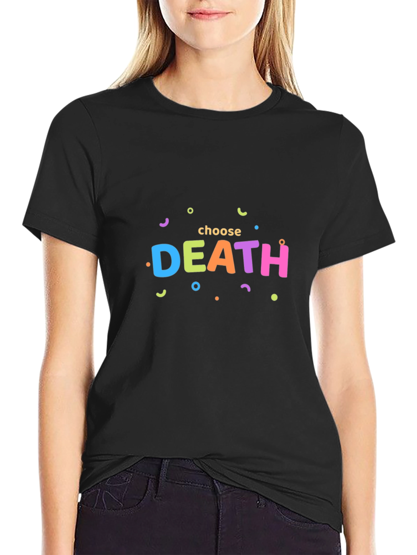 Black Choose Death Funny Graphic Tee view 2