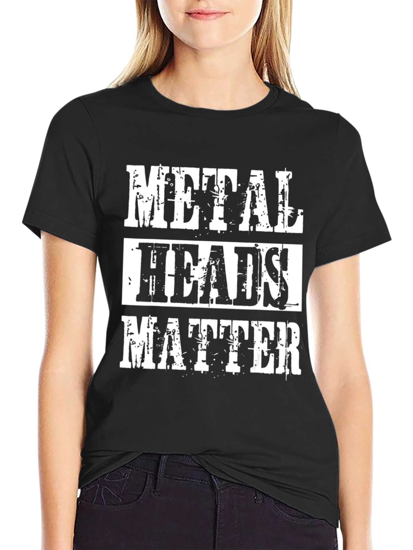Black Metal Heads Matter Graphic T-Shirt - Black view 2